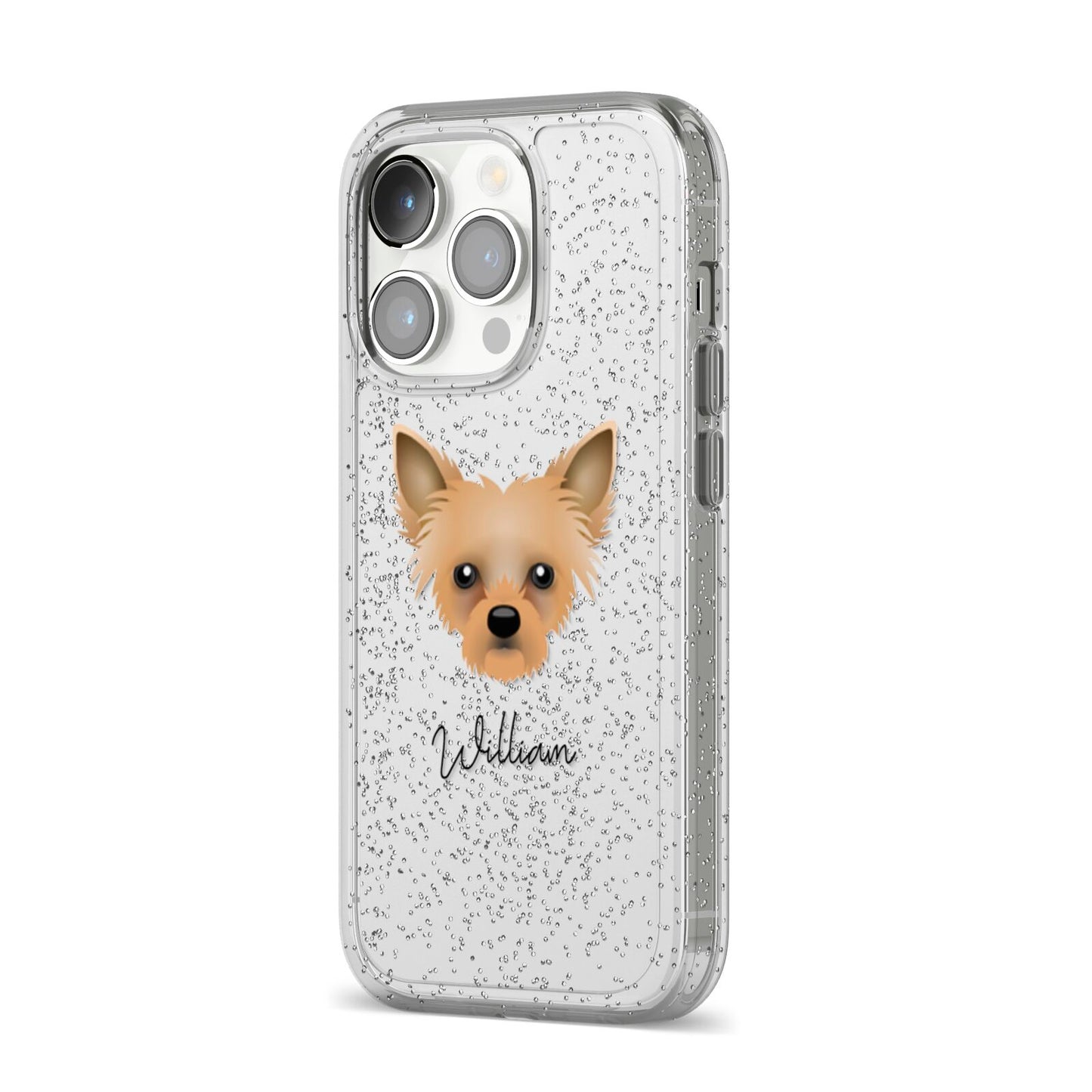 Chipoo Personalised iPhone 14 Pro Glitter Tough Case Silver Angled Image