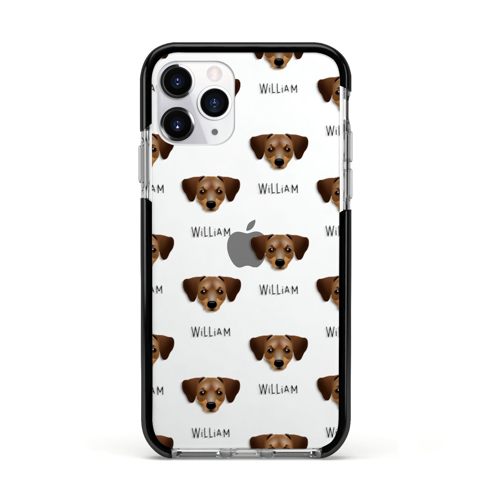 Chiweenie Icon with Name Apple iPhone 11 Pro in Silver with Black Impact Case