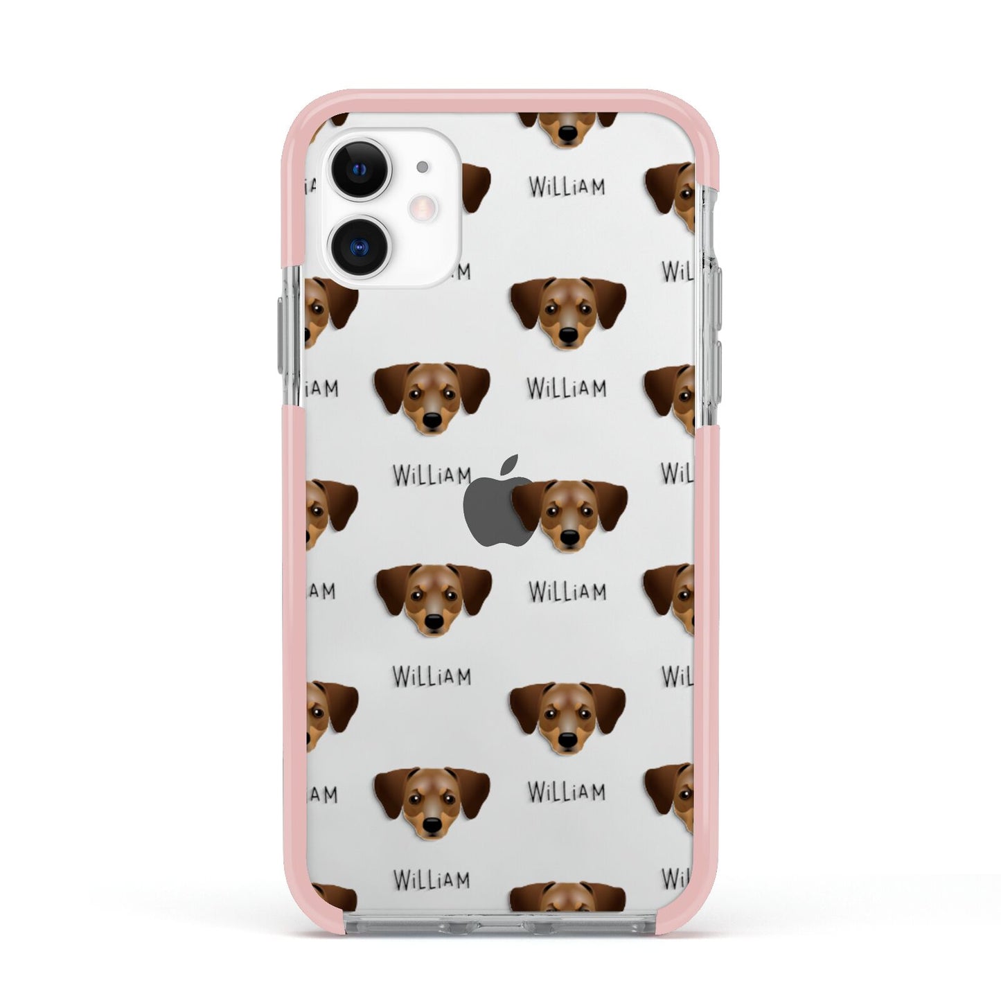 Chiweenie Icon with Name Apple iPhone 11 in White with Pink Impact Case