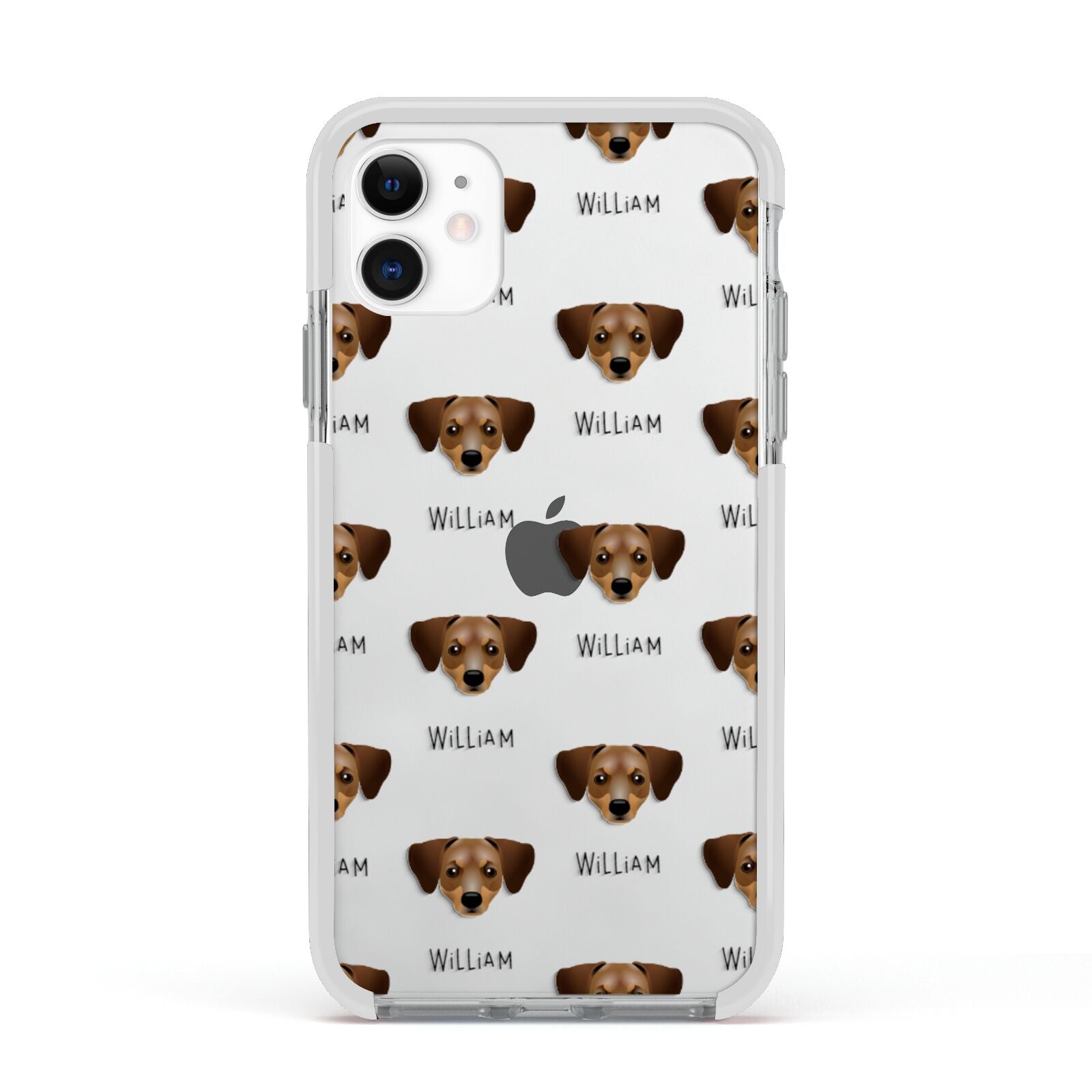 Chiweenie Icon with Name Apple iPhone 11 in White with White Impact Case
