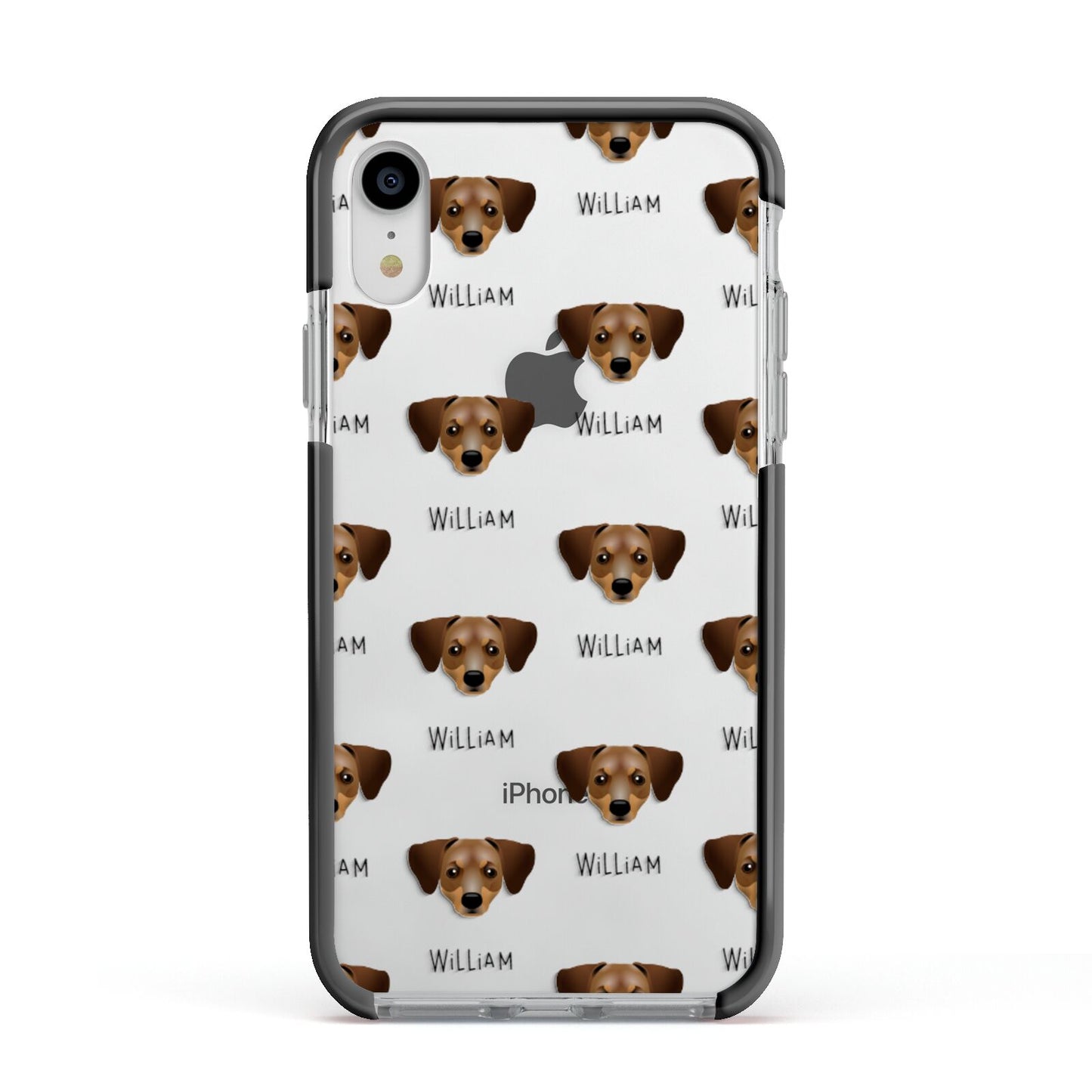 Chiweenie Icon with Name Apple iPhone XR Impact Case Black Edge on Silver Phone