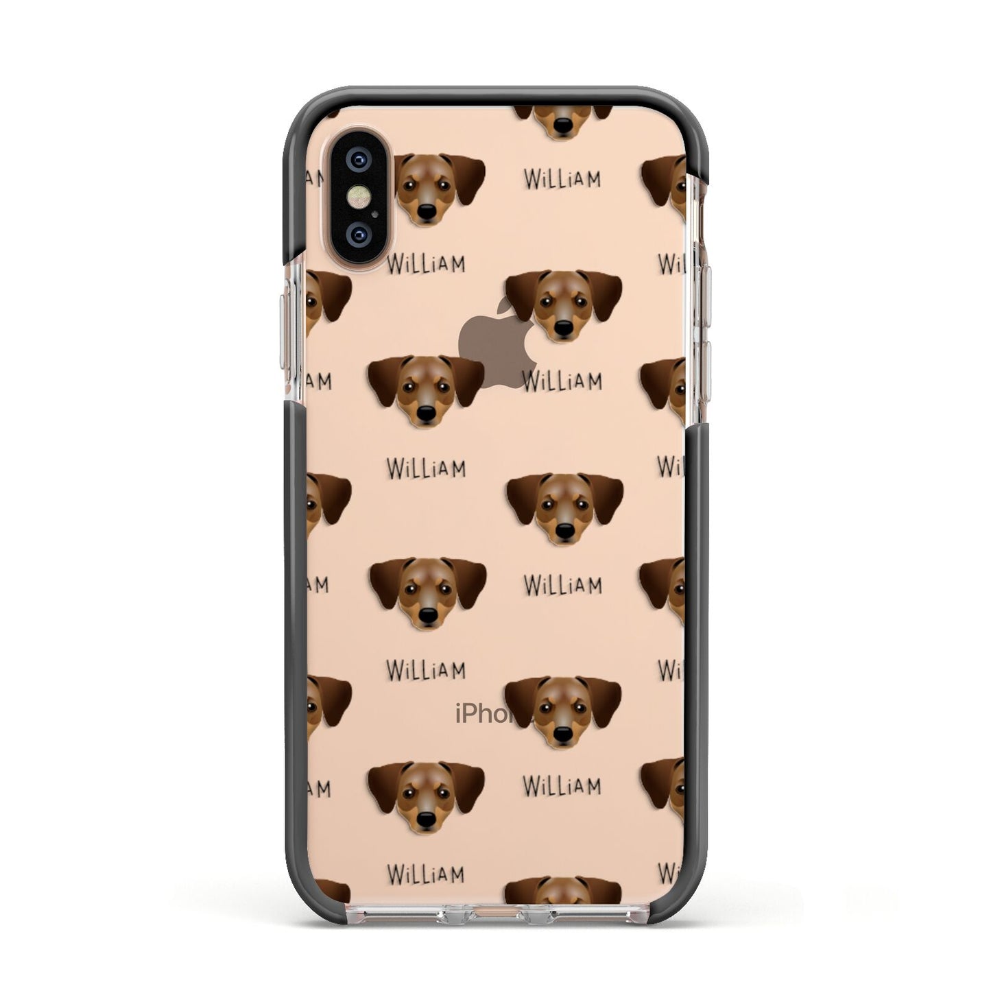 Chiweenie Icon with Name Apple iPhone Xs Impact Case Black Edge on Gold Phone