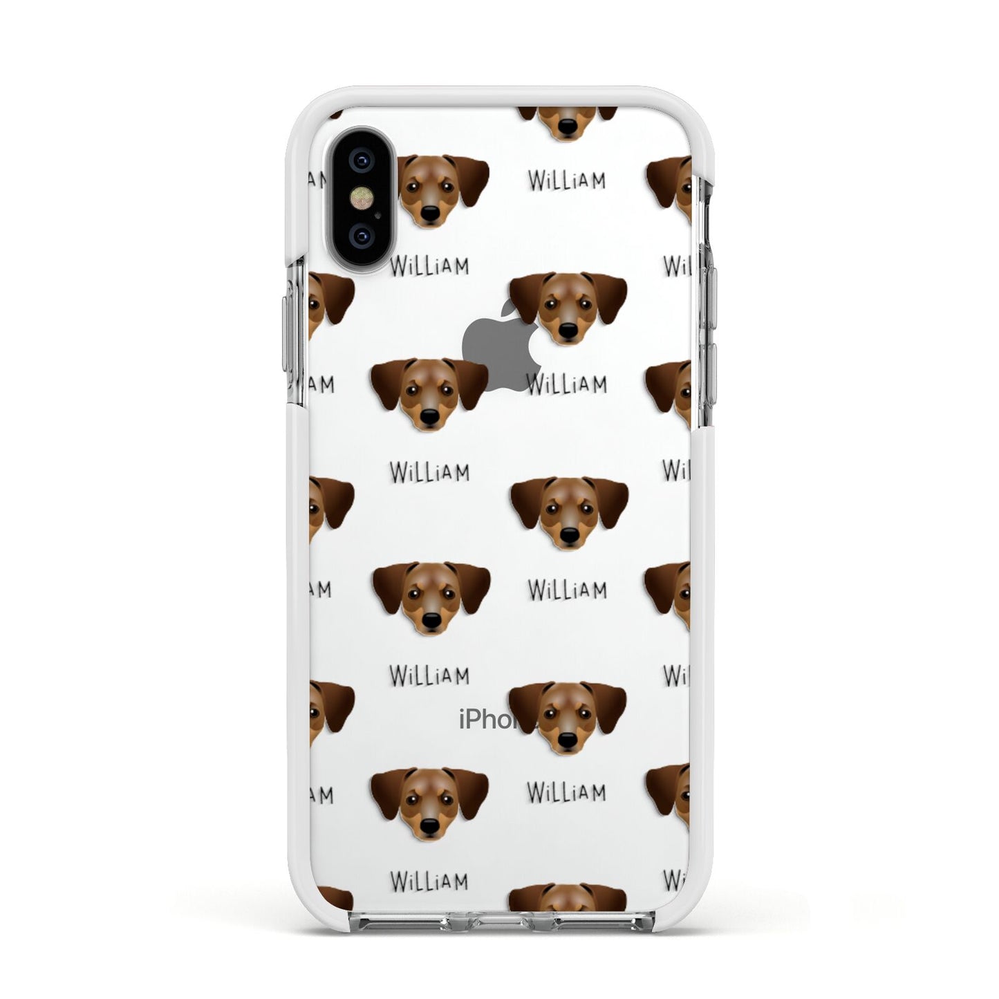 Chiweenie Icon with Name Apple iPhone Xs Impact Case White Edge on Silver Phone
