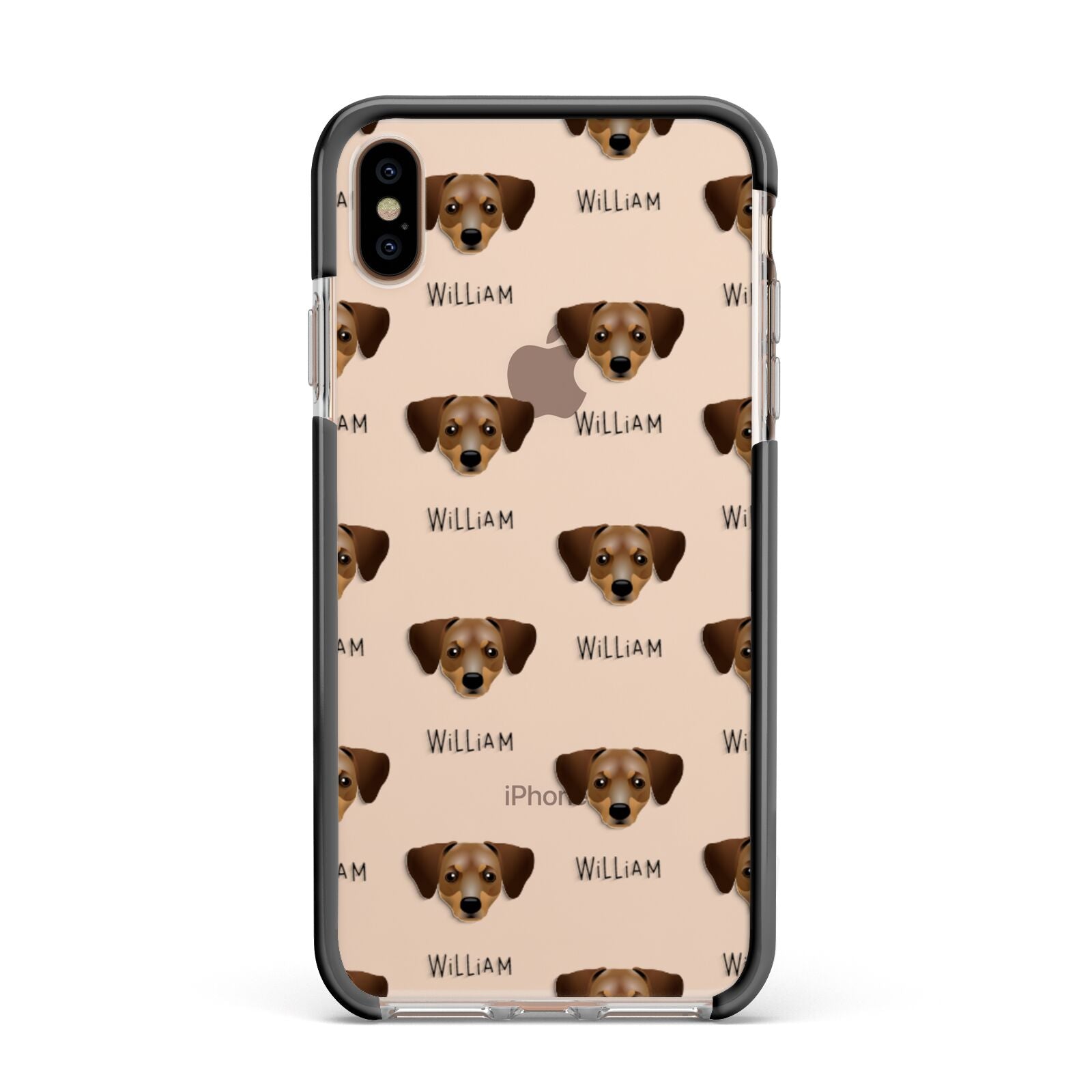 Chiweenie Icon with Name Apple iPhone Xs Max Impact Case Black Edge on Gold Phone