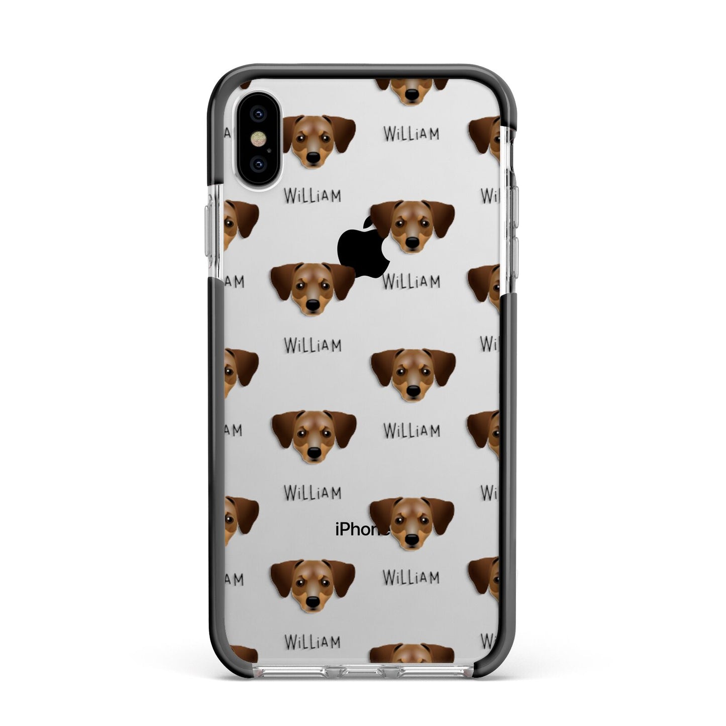 Chiweenie Icon with Name Apple iPhone Xs Max Impact Case Black Edge on Silver Phone