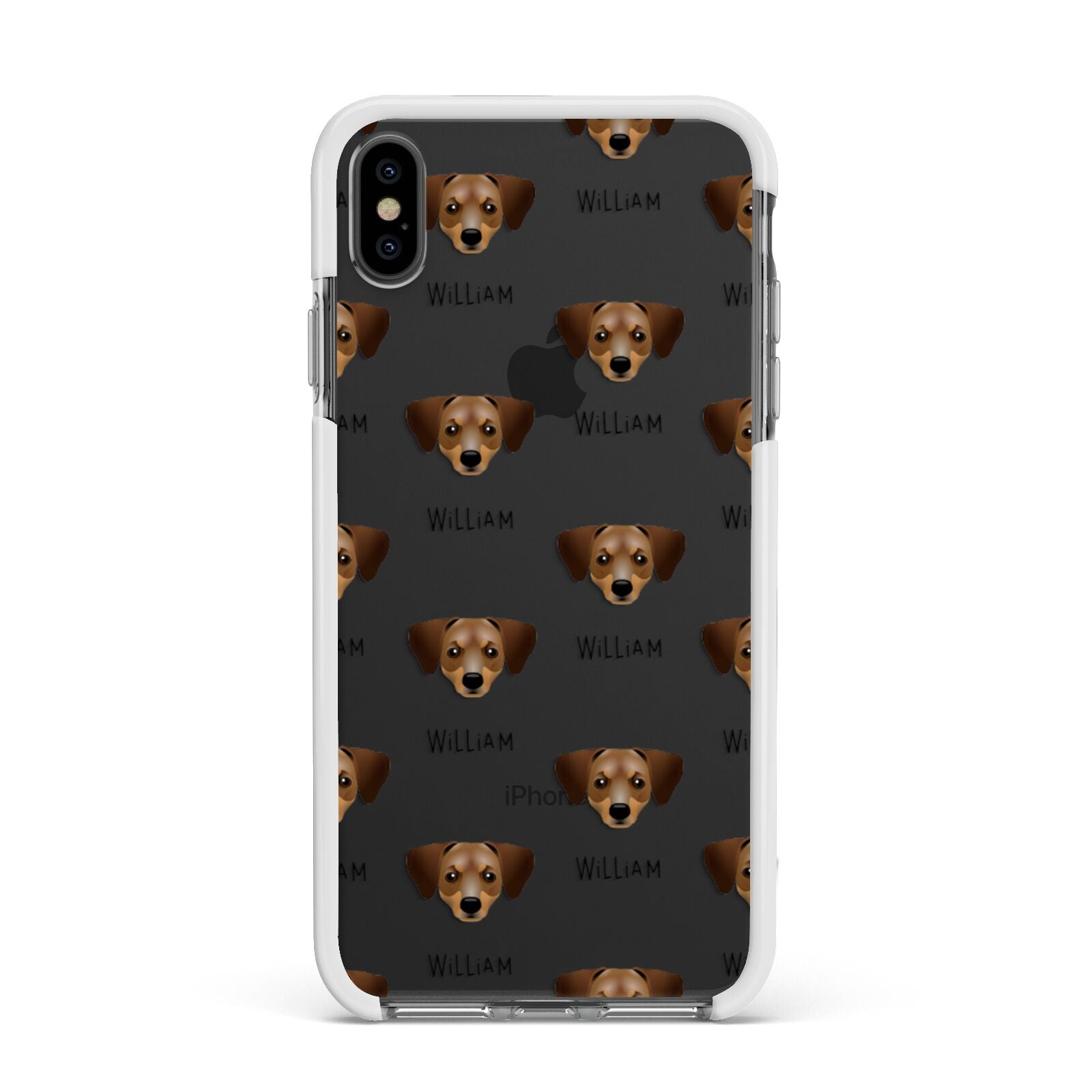 Chiweenie Icon with Name Apple iPhone Xs Max Impact Case White Edge on Black Phone