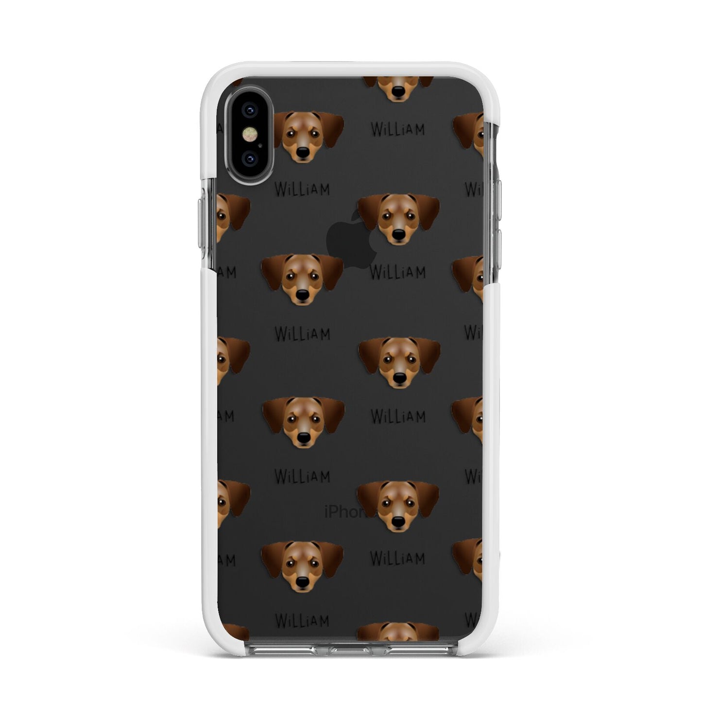 Chiweenie Icon with Name Apple iPhone Xs Max Impact Case White Edge on Black Phone