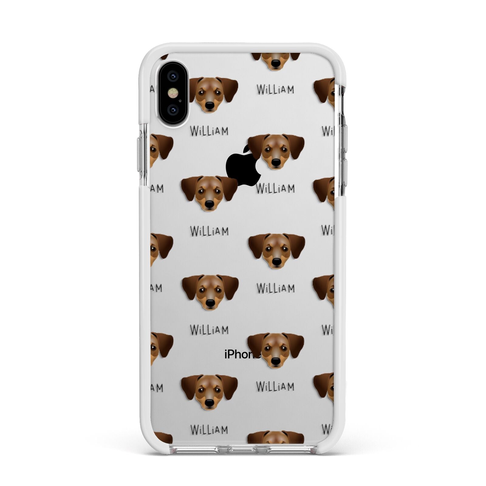Chiweenie Icon with Name Apple iPhone Xs Max Impact Case White Edge on Silver Phone