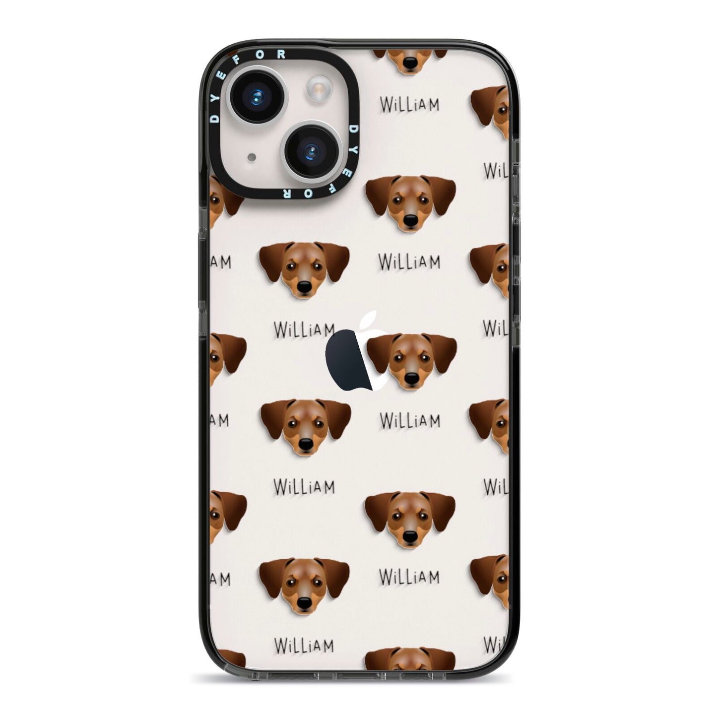 Chiweenie Icon with Name iPhone 14 Black Impact Case on Silver phone