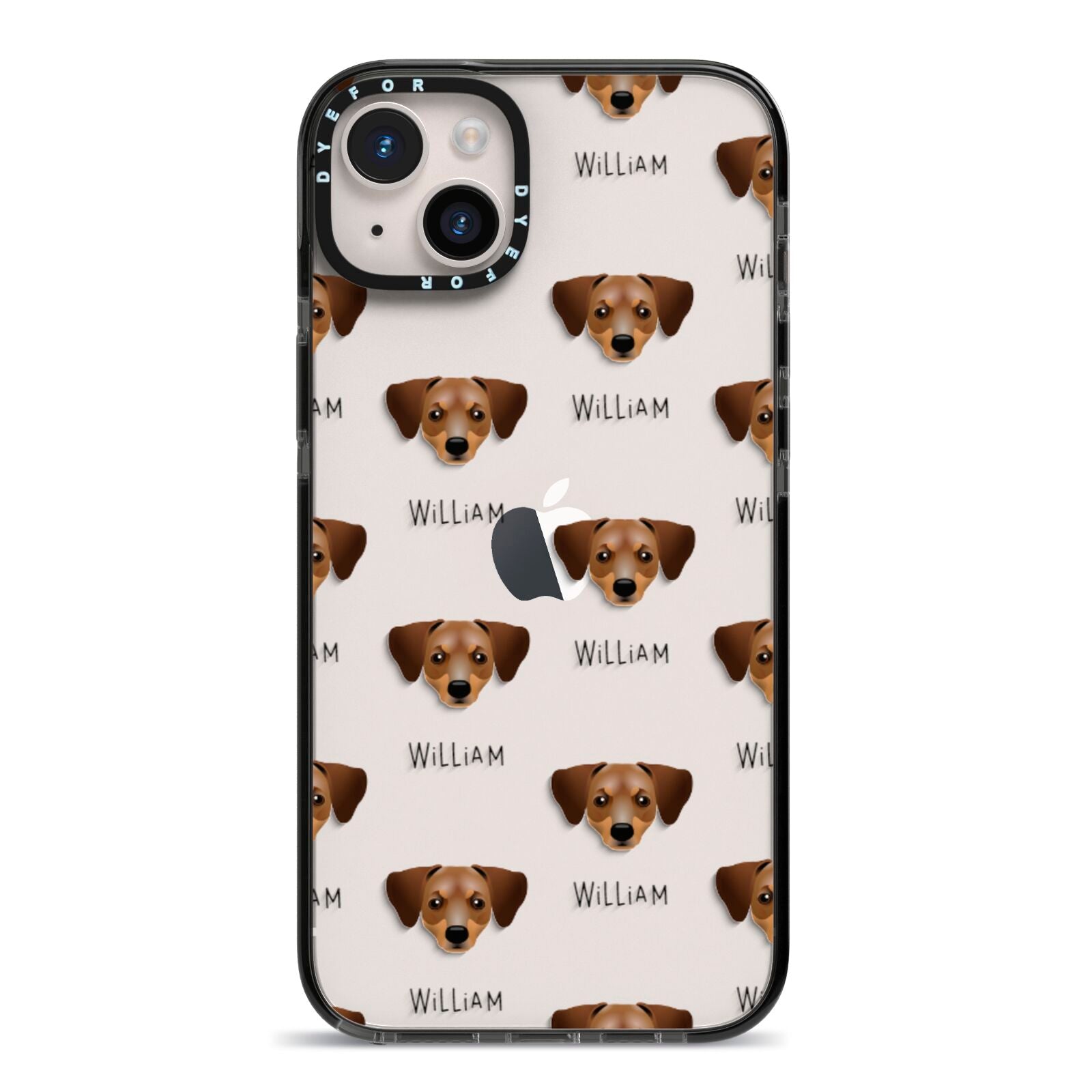 Chiweenie Icon with Name iPhone 14 Plus Black Impact Case on Silver phone