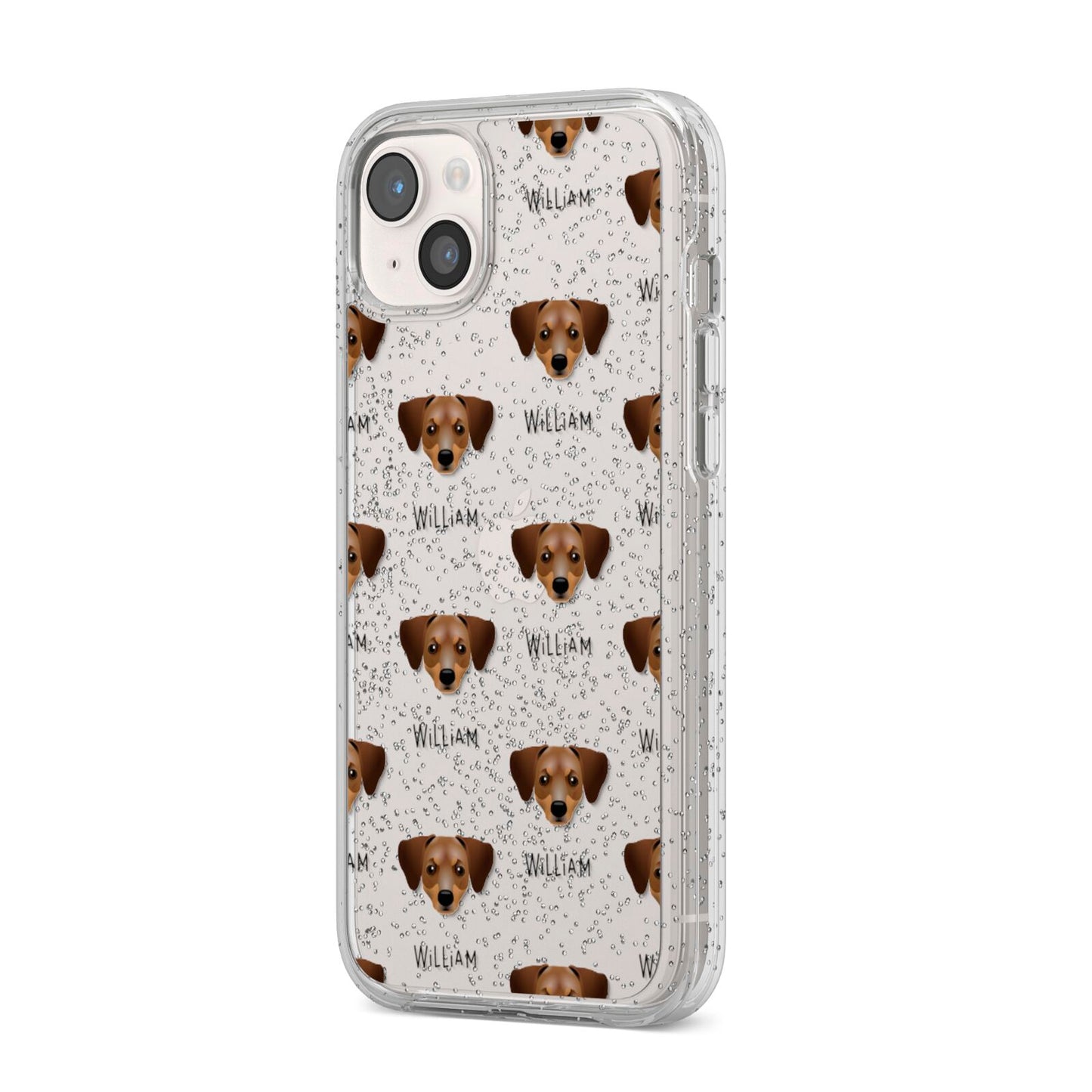 Chiweenie Icon with Name iPhone 14 Plus Glitter Tough Case Starlight Angled Image