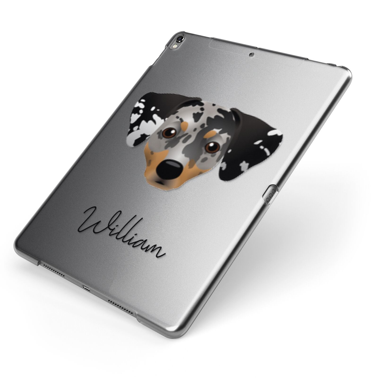 Chiweenie Personalised Apple iPad Case on Grey iPad Side View