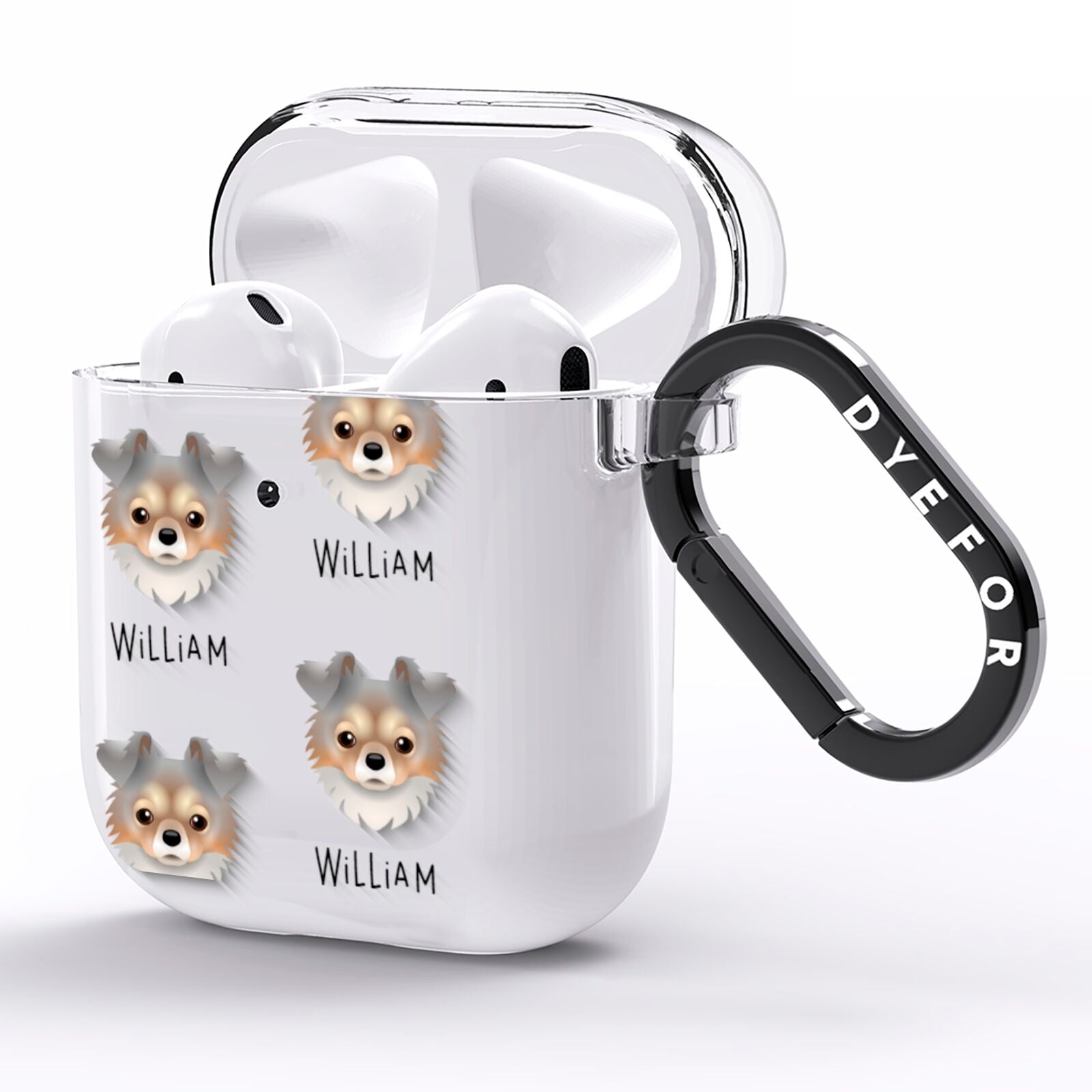 Chorkie Icon with Name AirPods Clear Case Side Image
