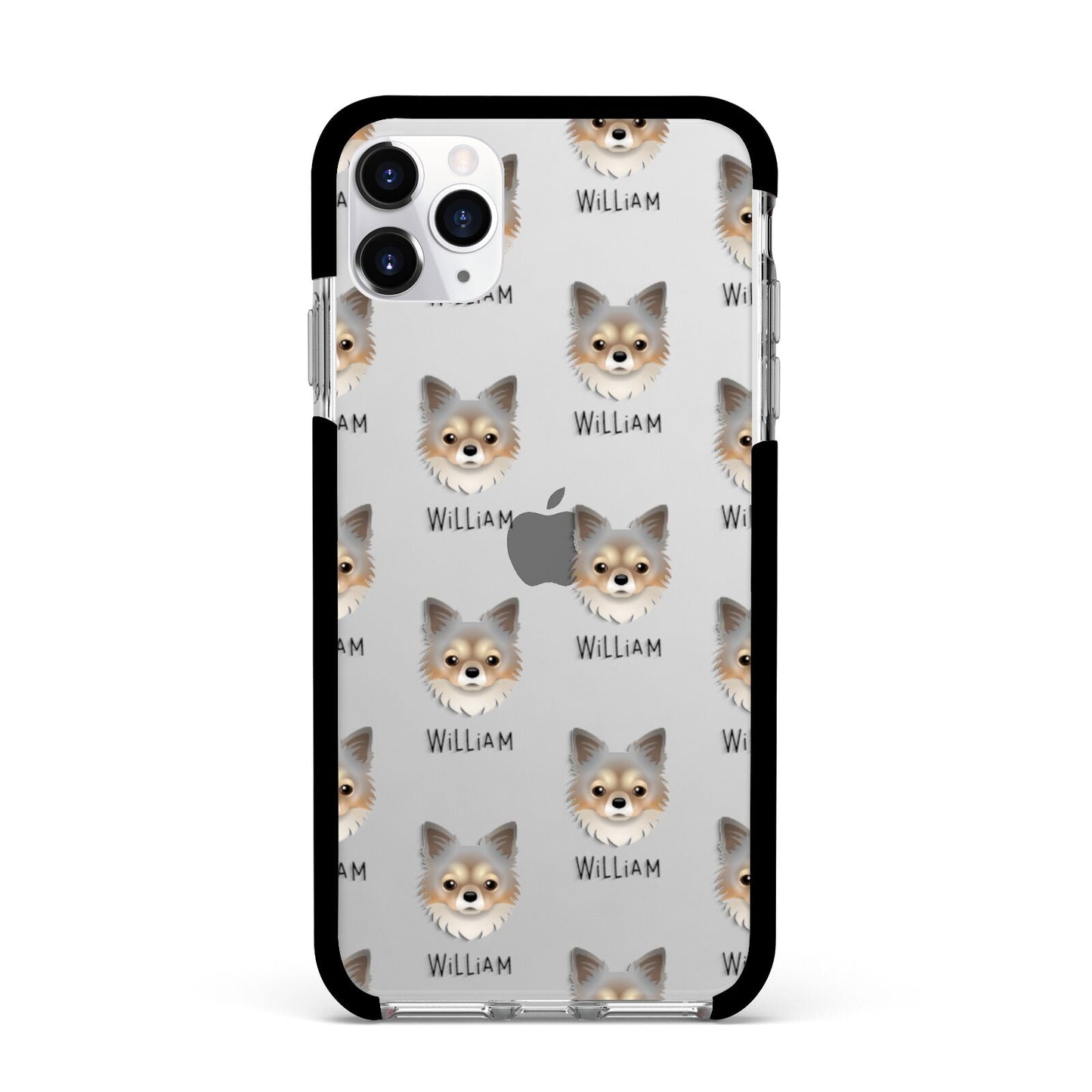 Chorkie Icon with Name Apple iPhone 11 Pro Max in Silver with Black Impact Case