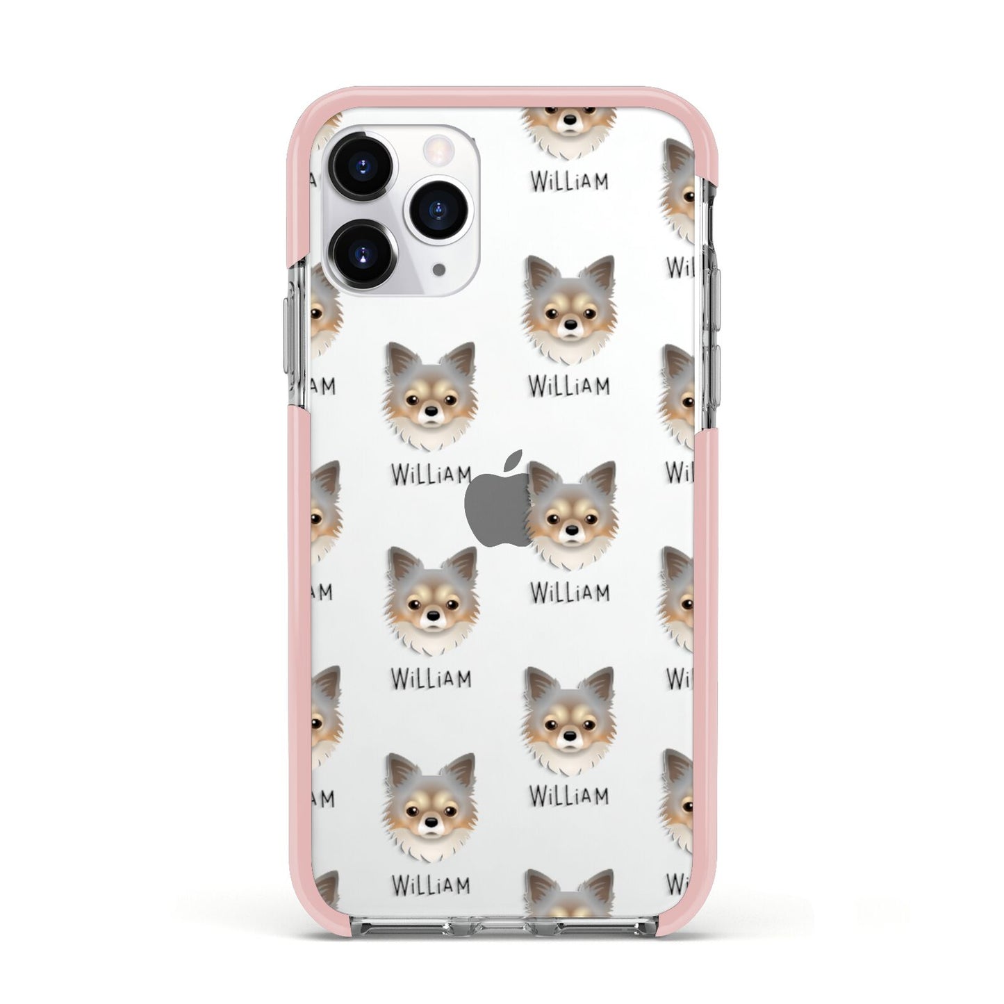 Chorkie Icon with Name Apple iPhone 11 Pro in Silver with Pink Impact Case