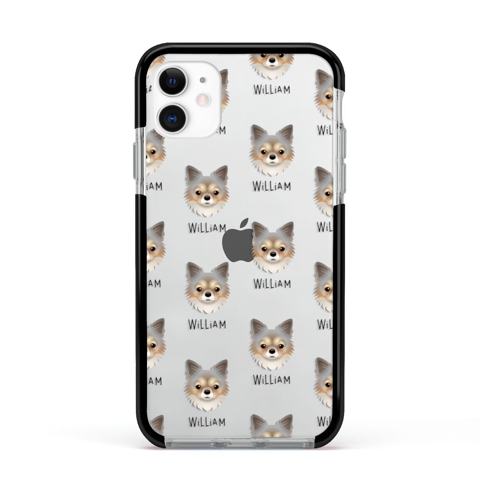 Chorkie Icon with Name Apple iPhone 11 in White with Black Impact Case
