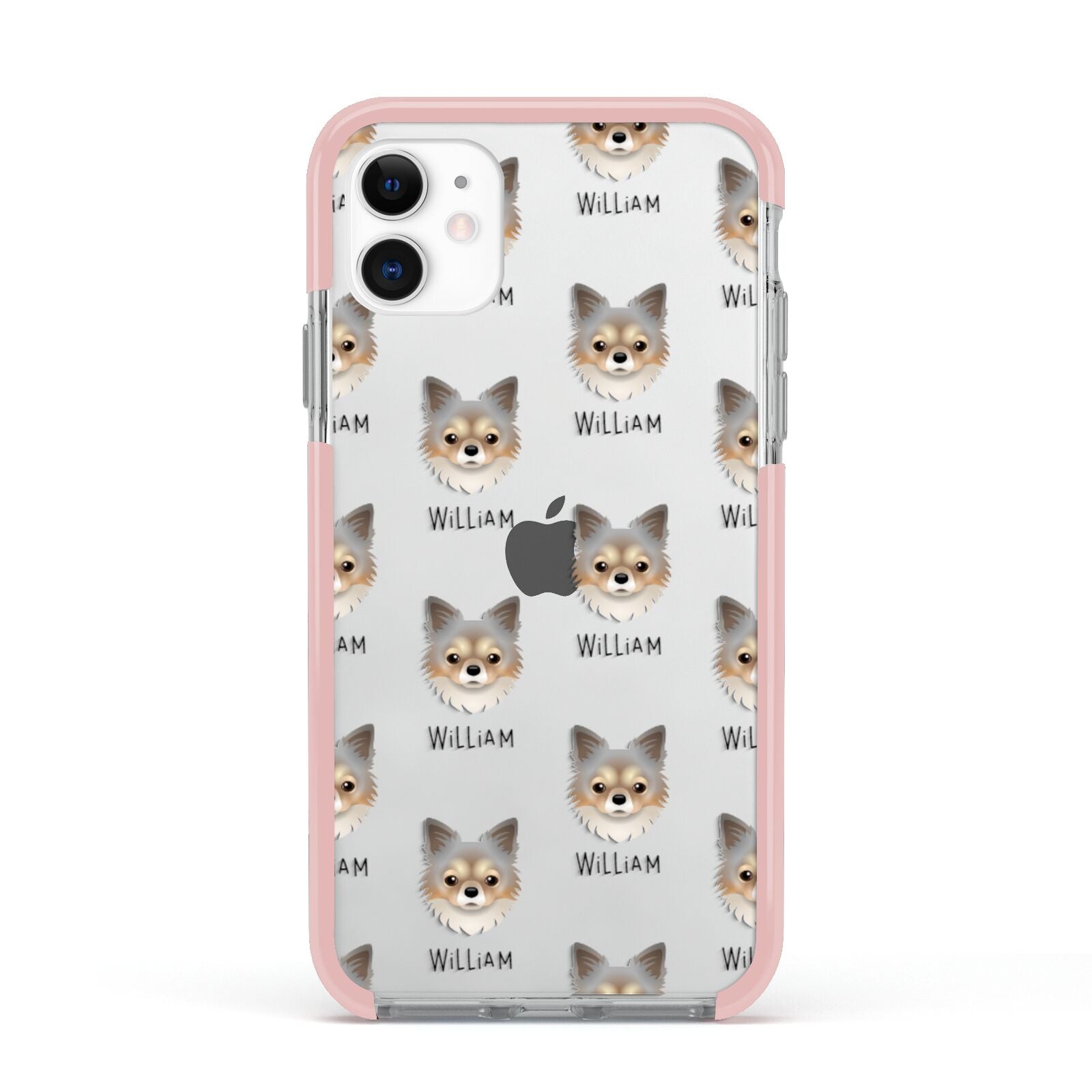Chorkie Icon with Name Apple iPhone 11 in White with Pink Impact Case