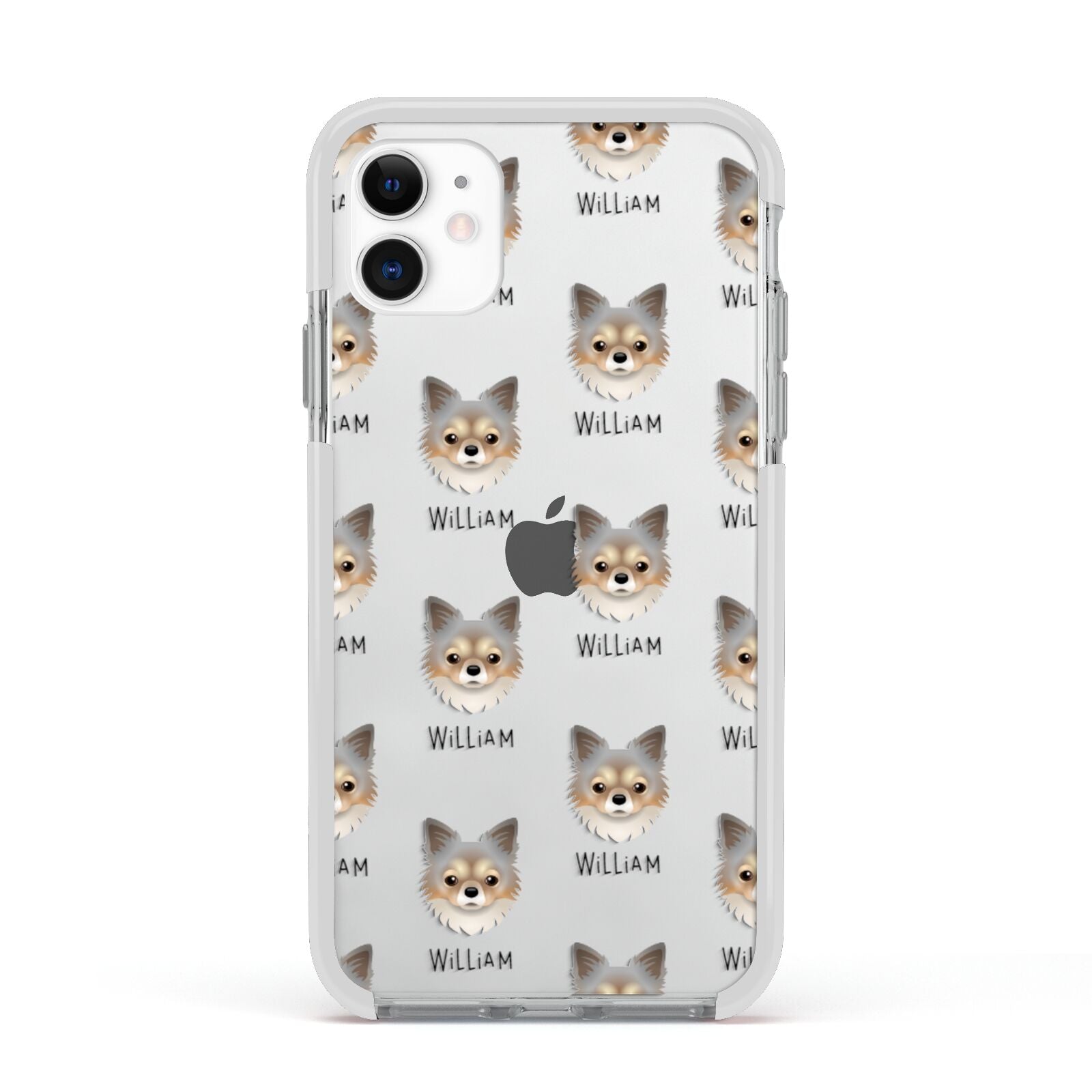 Chorkie Icon with Name Apple iPhone 11 in White with White Impact Case