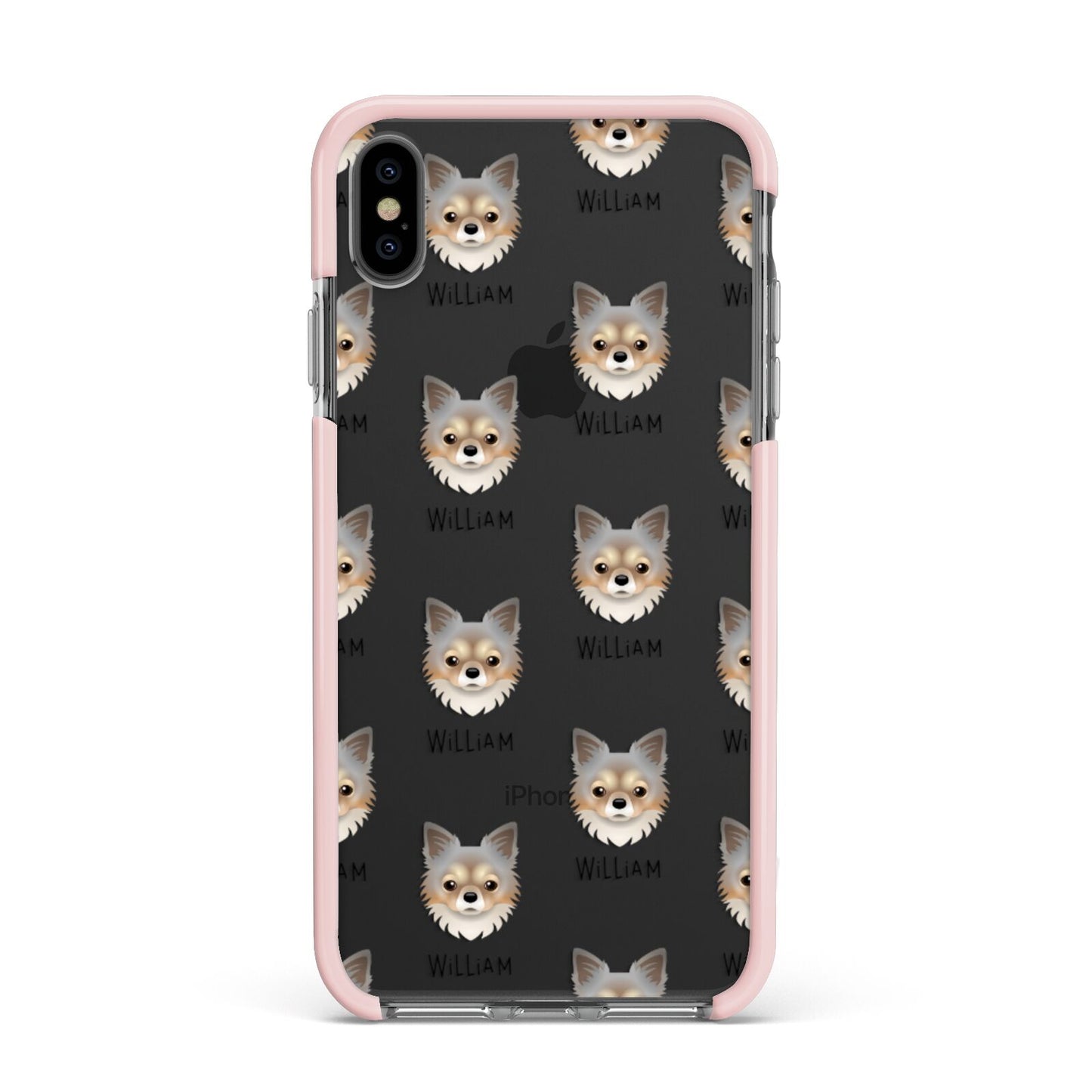 Chorkie Icon with Name Apple iPhone Xs Max Impact Case Pink Edge on Black Phone