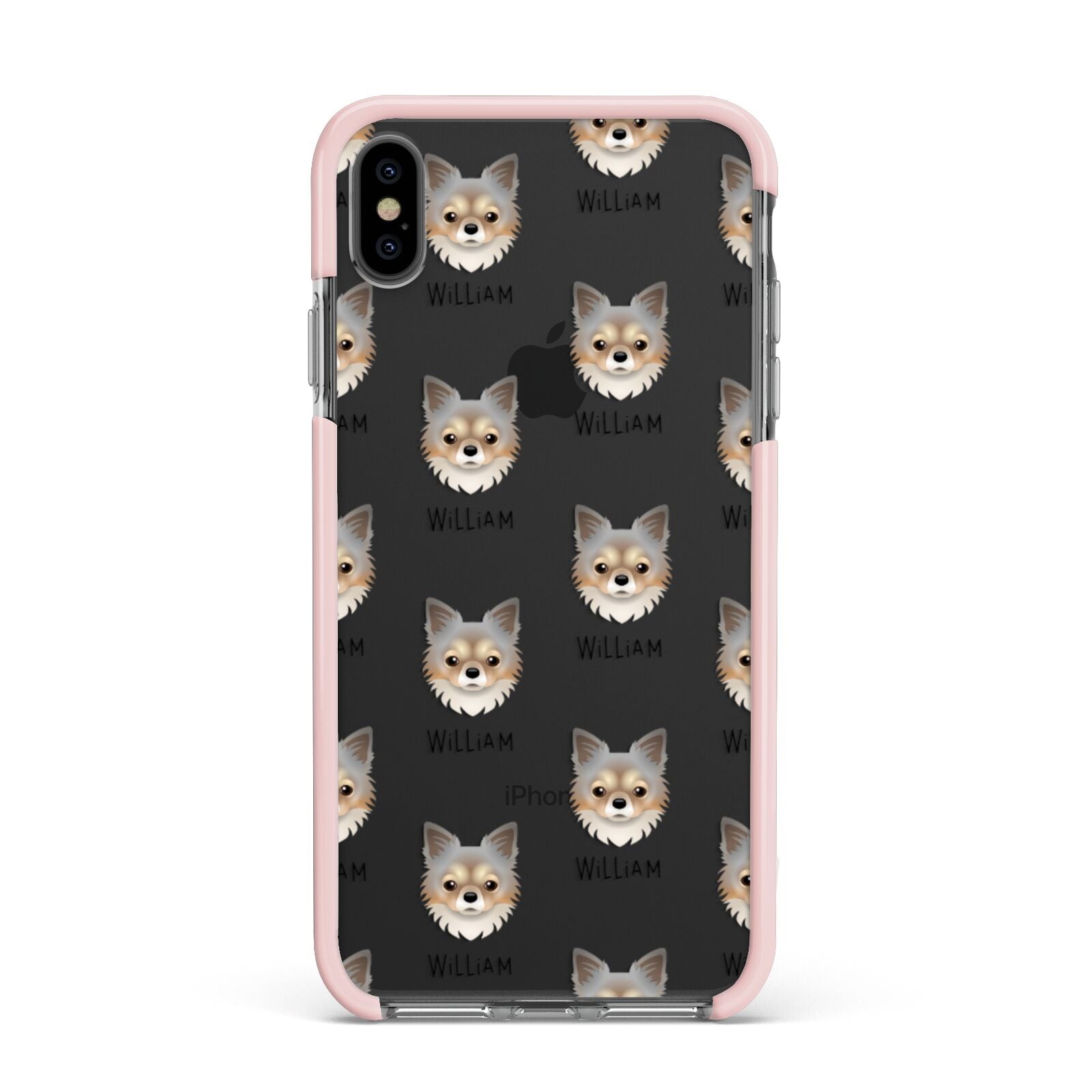 Chorkie Icon with Name Apple iPhone Xs Max Impact Case Pink Edge on Black Phone