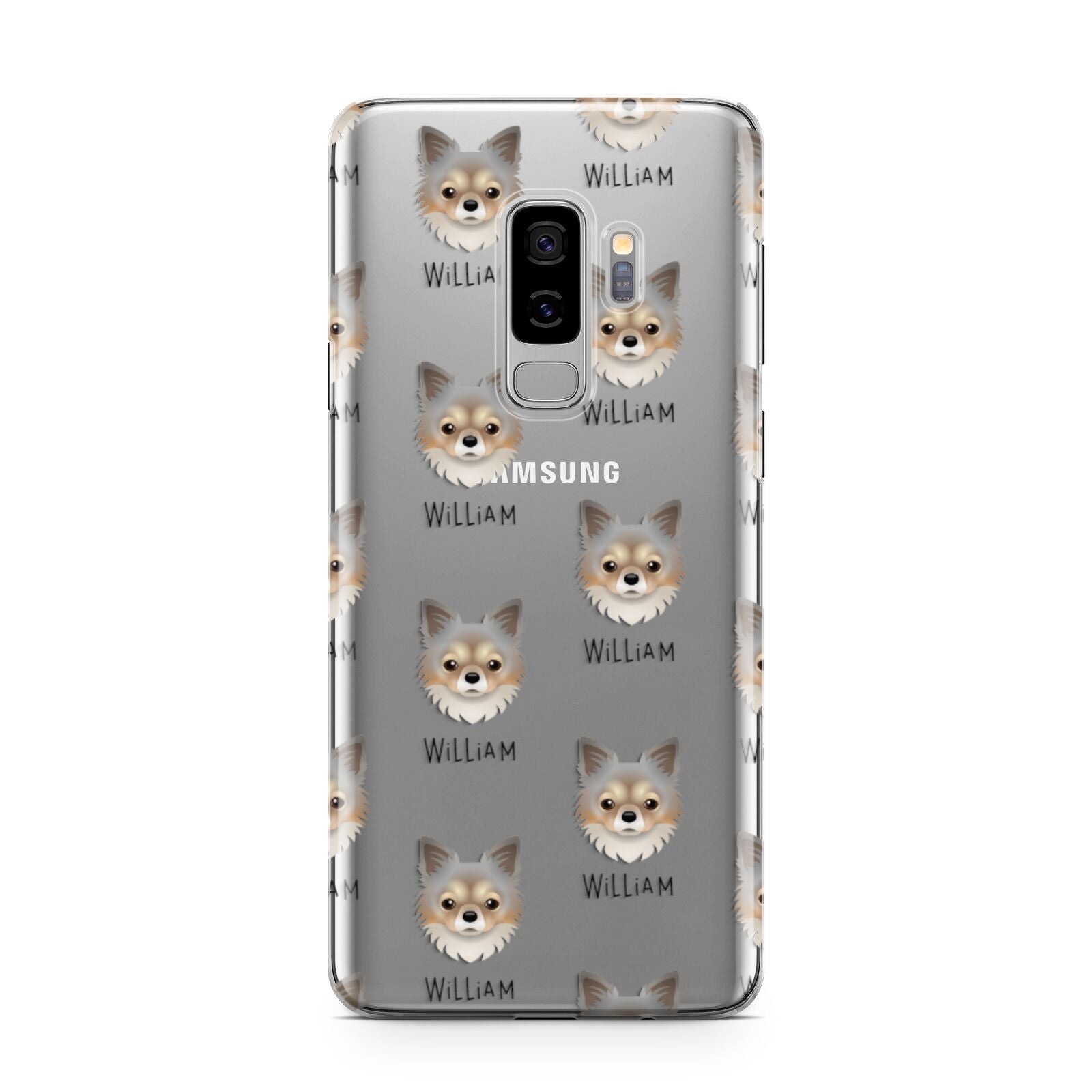 Chorkie Icon with Name Samsung Galaxy S9 Plus Case on Silver phone
