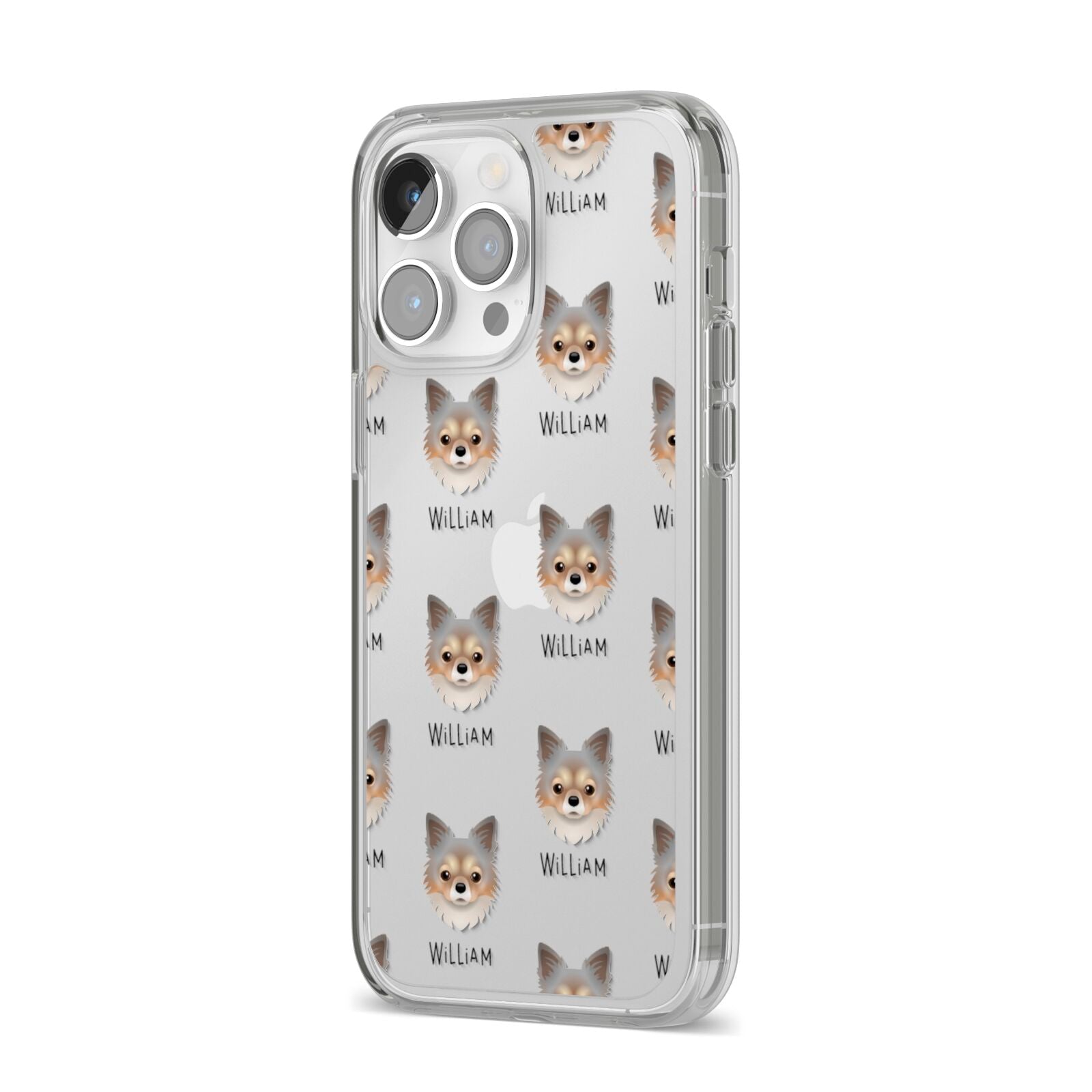 Chorkie Icon with Name iPhone 14 Pro Max Clear Tough Case Silver Angled Image