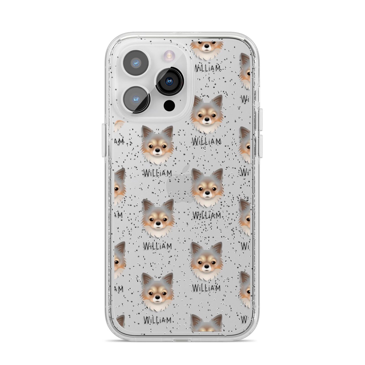 Chorkie Icon with Name iPhone 14 Pro Max Glitter Tough Case Silver