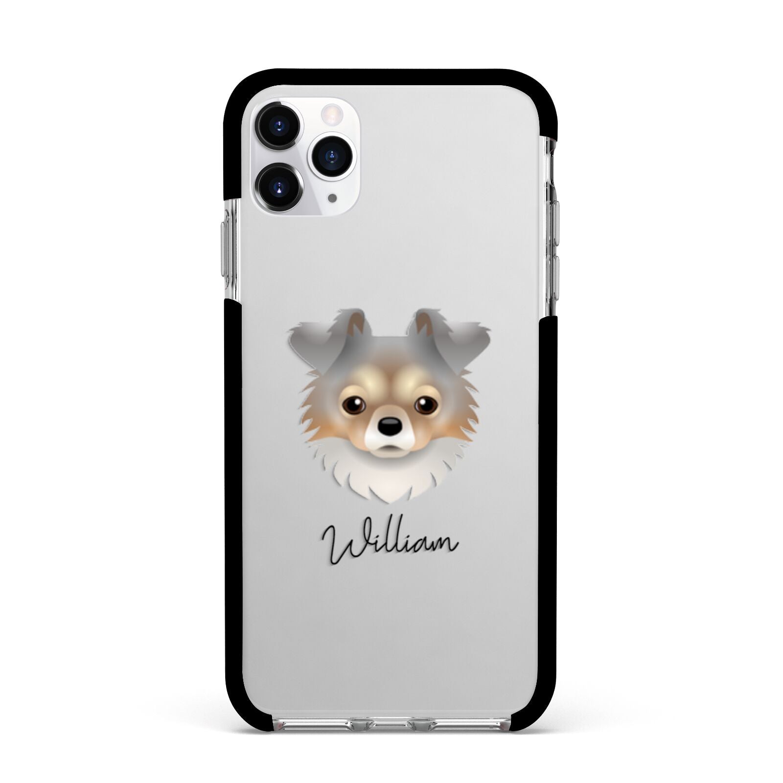 Chorkie Personalised Apple iPhone 11 Pro Max in Silver with Black Impact Case