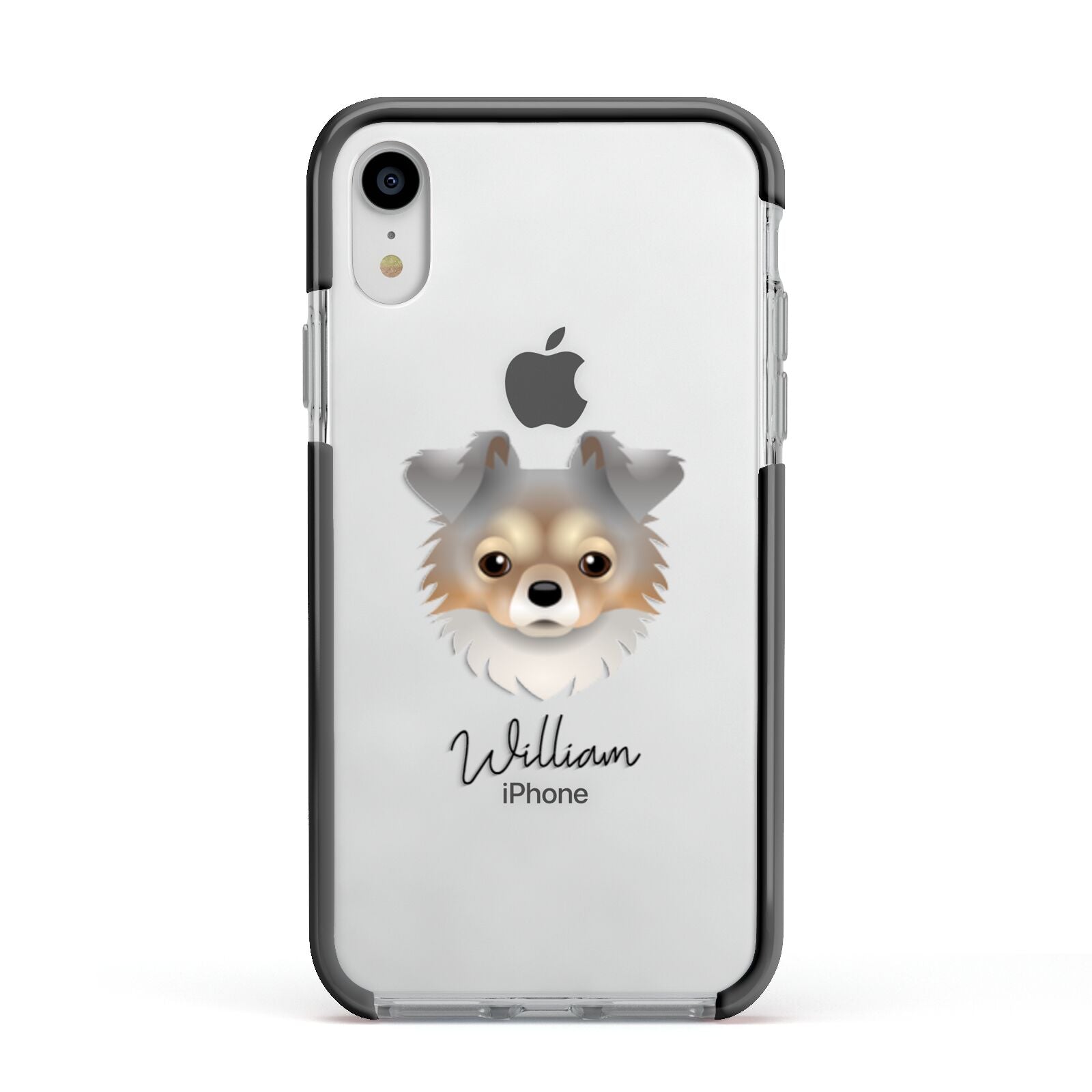 Chorkie Personalised Apple iPhone XR Impact Case Black Edge on Silver Phone