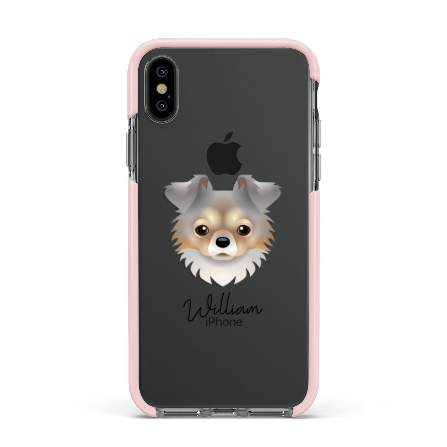 Chorkie Personalised Apple iPhone Xs Impact Case Pink Edge on Black Phone
