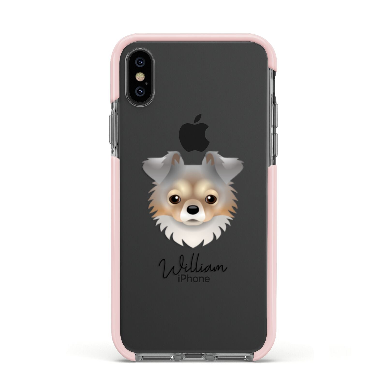 Chorkie Personalised Apple iPhone Xs Impact Case Pink Edge on Black Phone