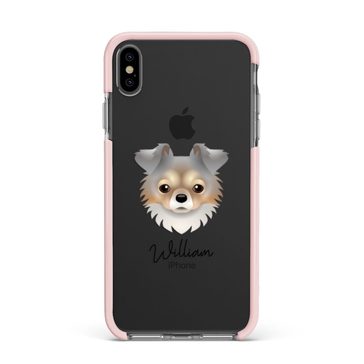 Chorkie Personalised Apple iPhone Xs Max Impact Case Pink Edge on Black Phone