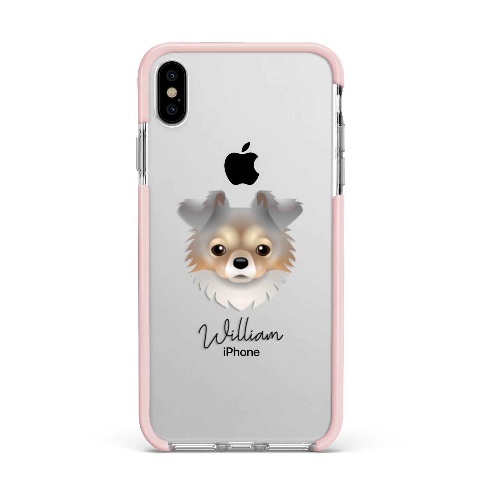 Chorkie Personalised Apple iPhone Xs Max Impact Case Pink Edge on Silver Phone