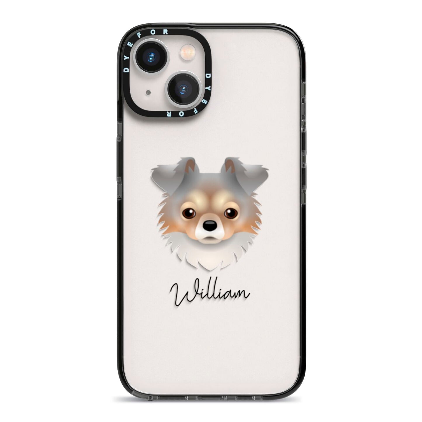 Chorkie Personalised iPhone 13 Black Impact Case on Silver phone