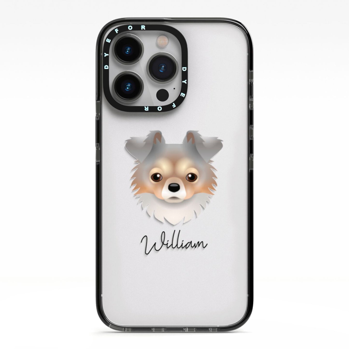 Chorkie Personalised iPhone 13 Pro Black Impact Case on Silver phone