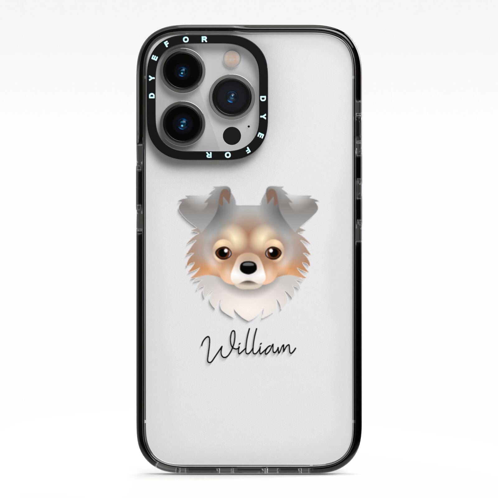 Chorkie Personalised iPhone 13 Pro Black Impact Case on Silver phone