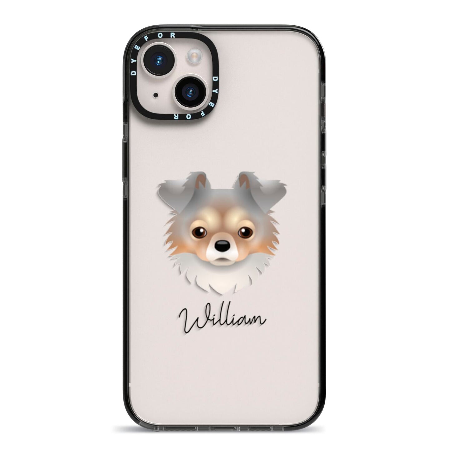 Chorkie Personalised iPhone 14 Plus Black Impact Case on Silver phone