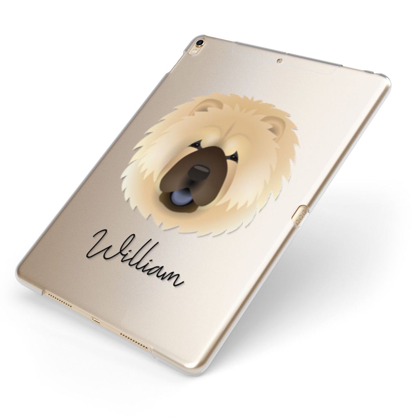 Chow Chow Personalised Apple iPad Case on Gold iPad Side View