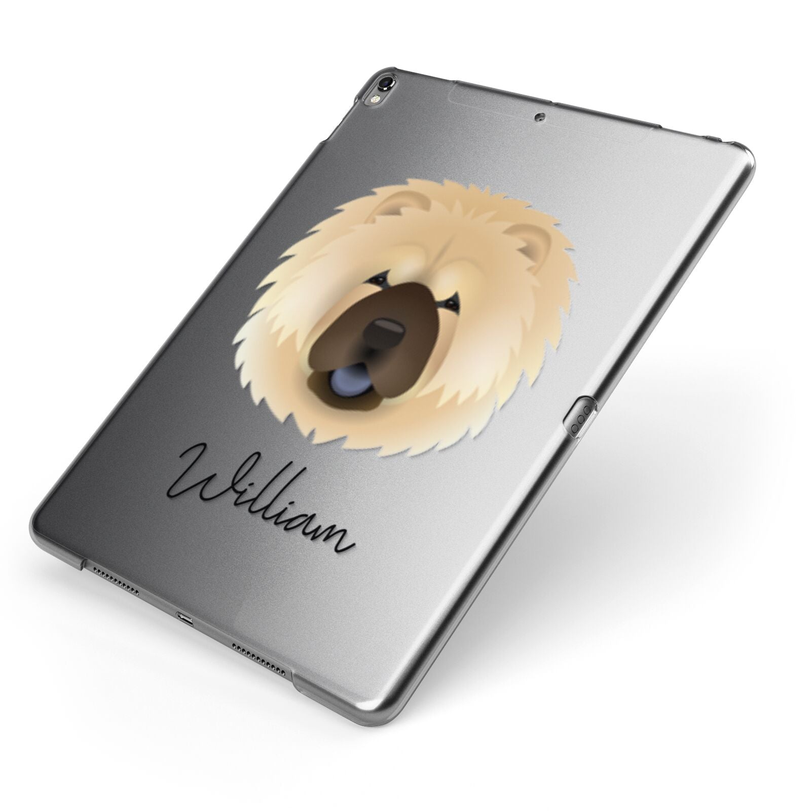 Chow Chow Personalised Apple iPad Case on Grey iPad Side View