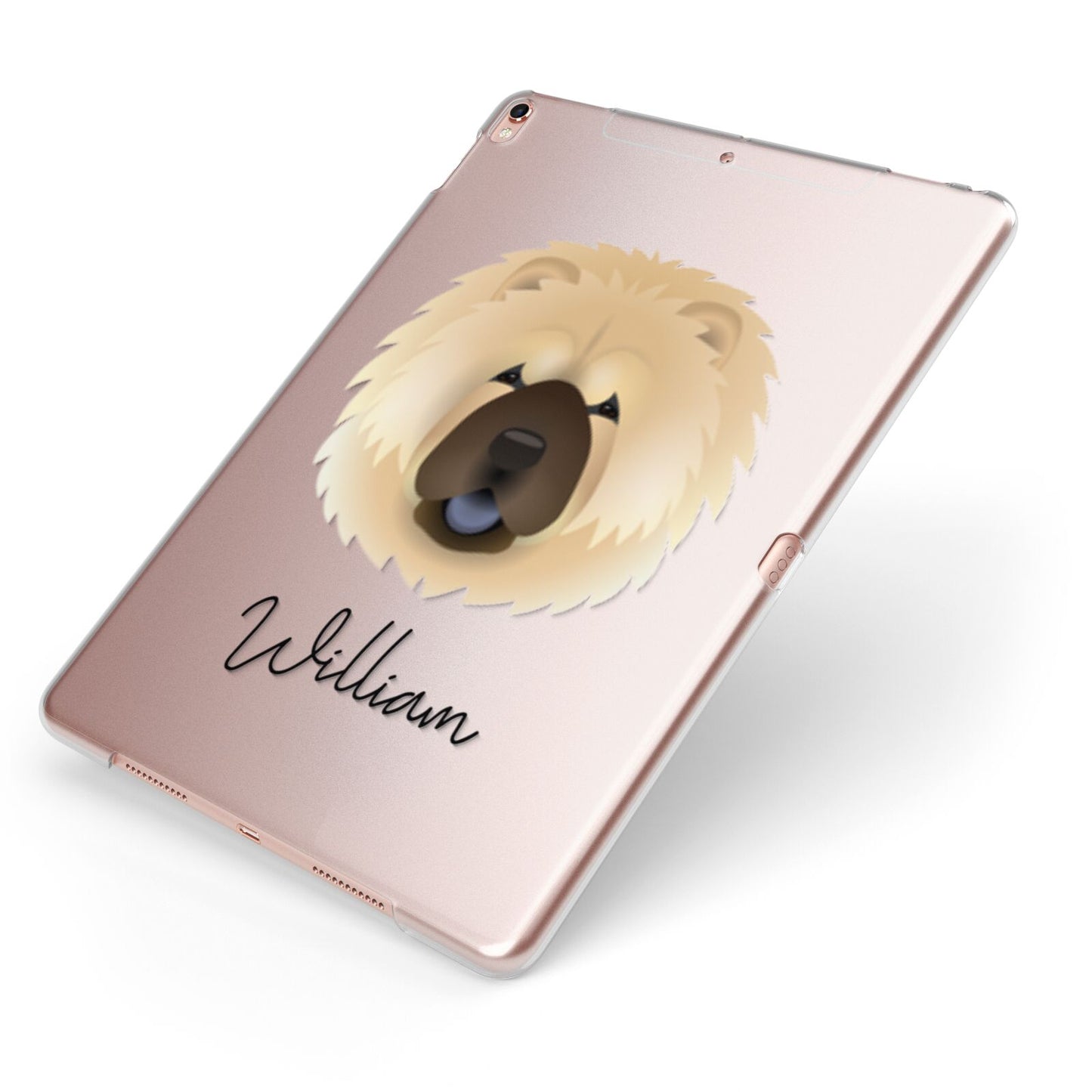 Chow Chow Personalised Apple iPad Case on Rose Gold iPad Side View