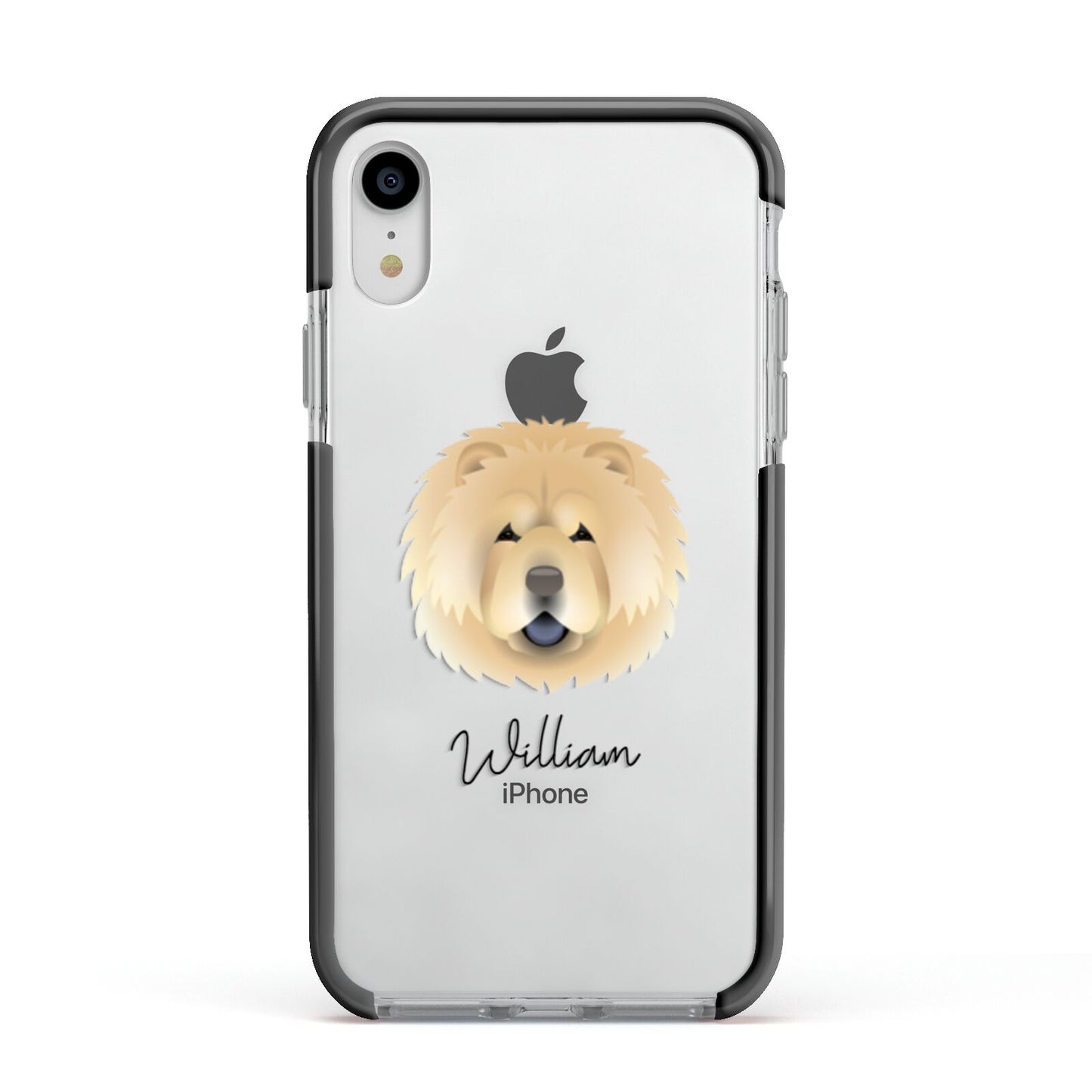 Chow Chow Personalised Apple iPhone XR Impact Case Black Edge on Silver Phone