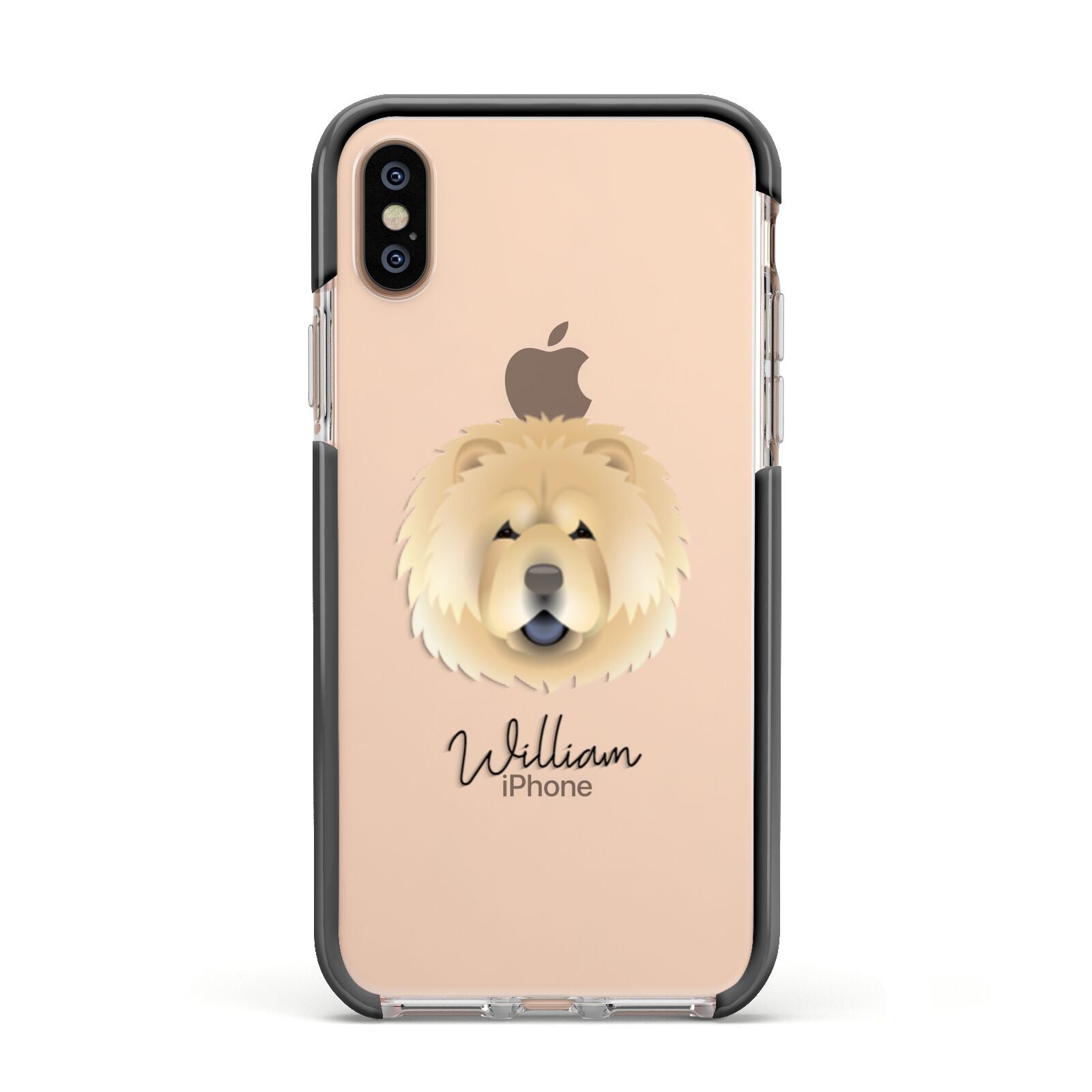 Chow Chow Personalised Apple iPhone Xs Impact Case Black Edge on Gold Phone