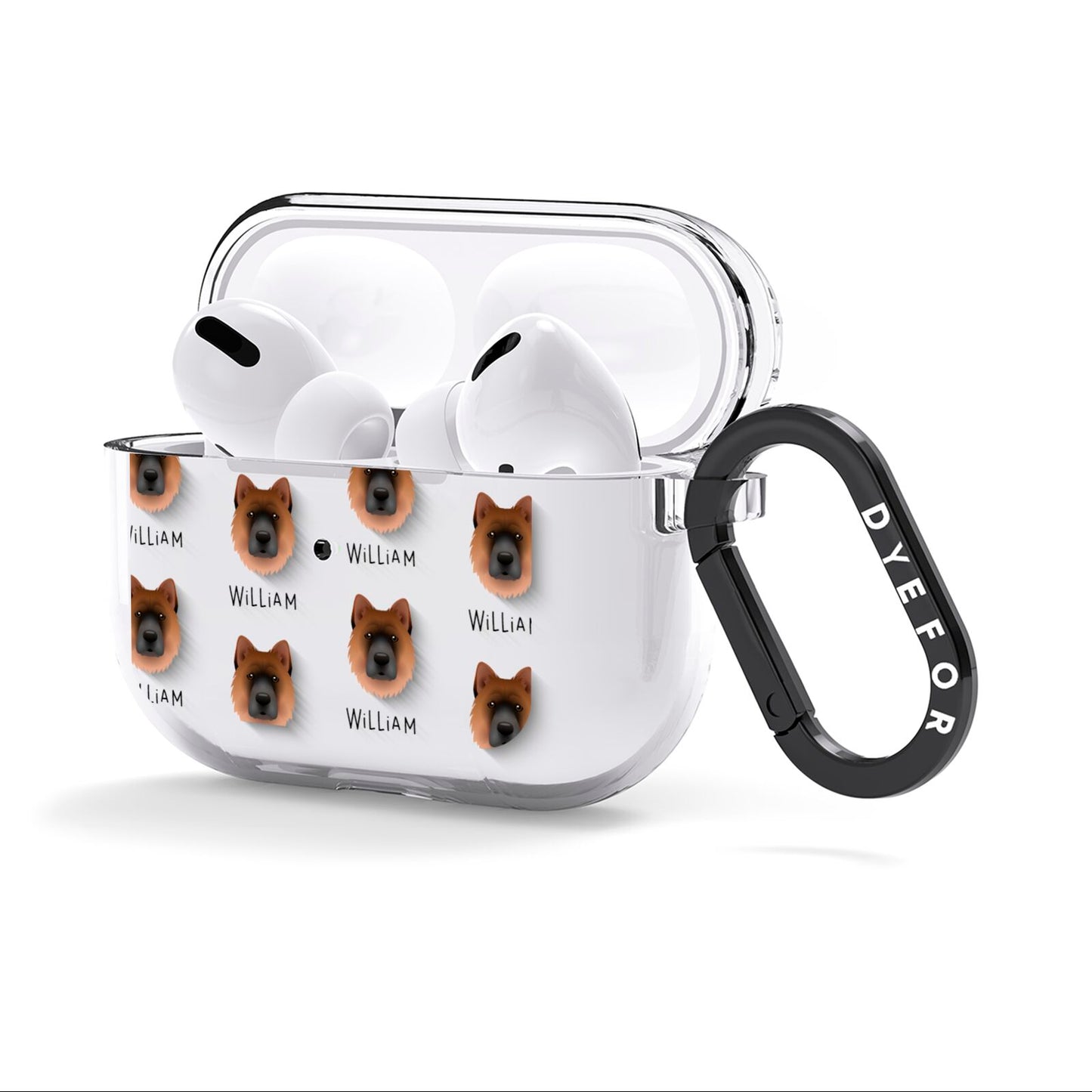 Chow Shepherd Icon with Name AirPods Clear Case 3rd Gen Side Image