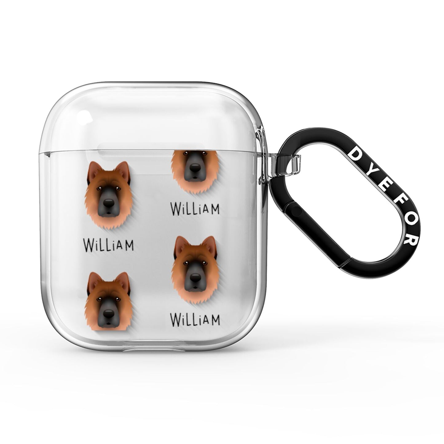 Chow Shepherd Icon with Name AirPods Clear Case