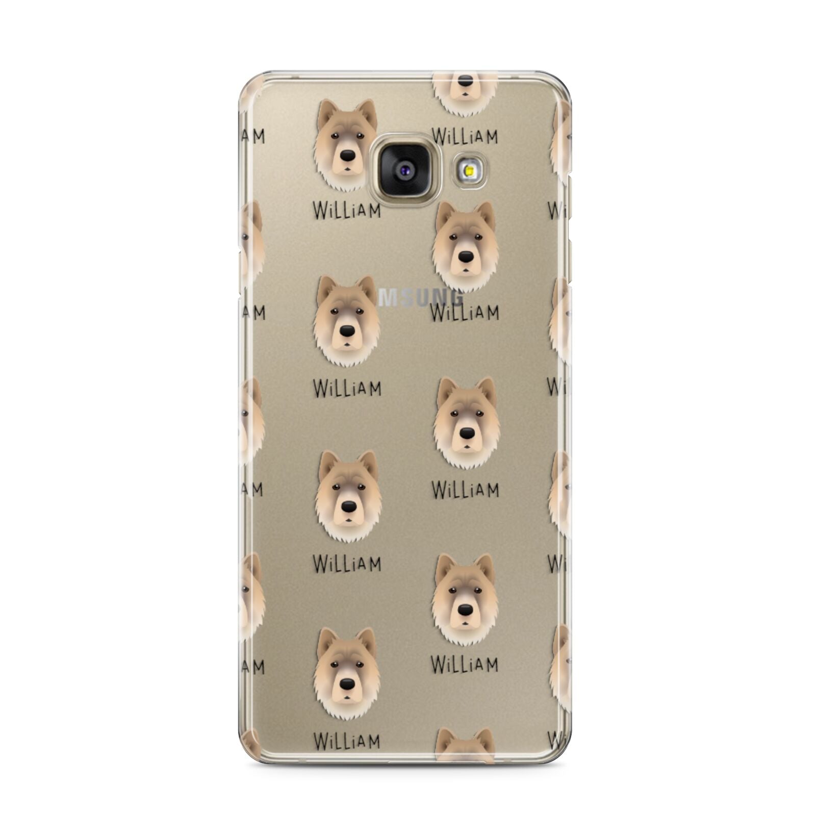 Chow Shepherd Icon with Name Samsung Galaxy A3 2016 Case on gold phone