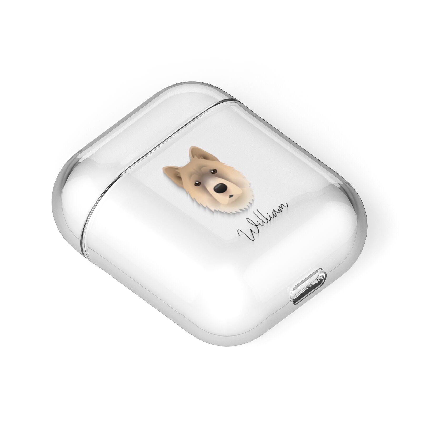 Chow Shepherd Personalised AirPods Case Laid Flat