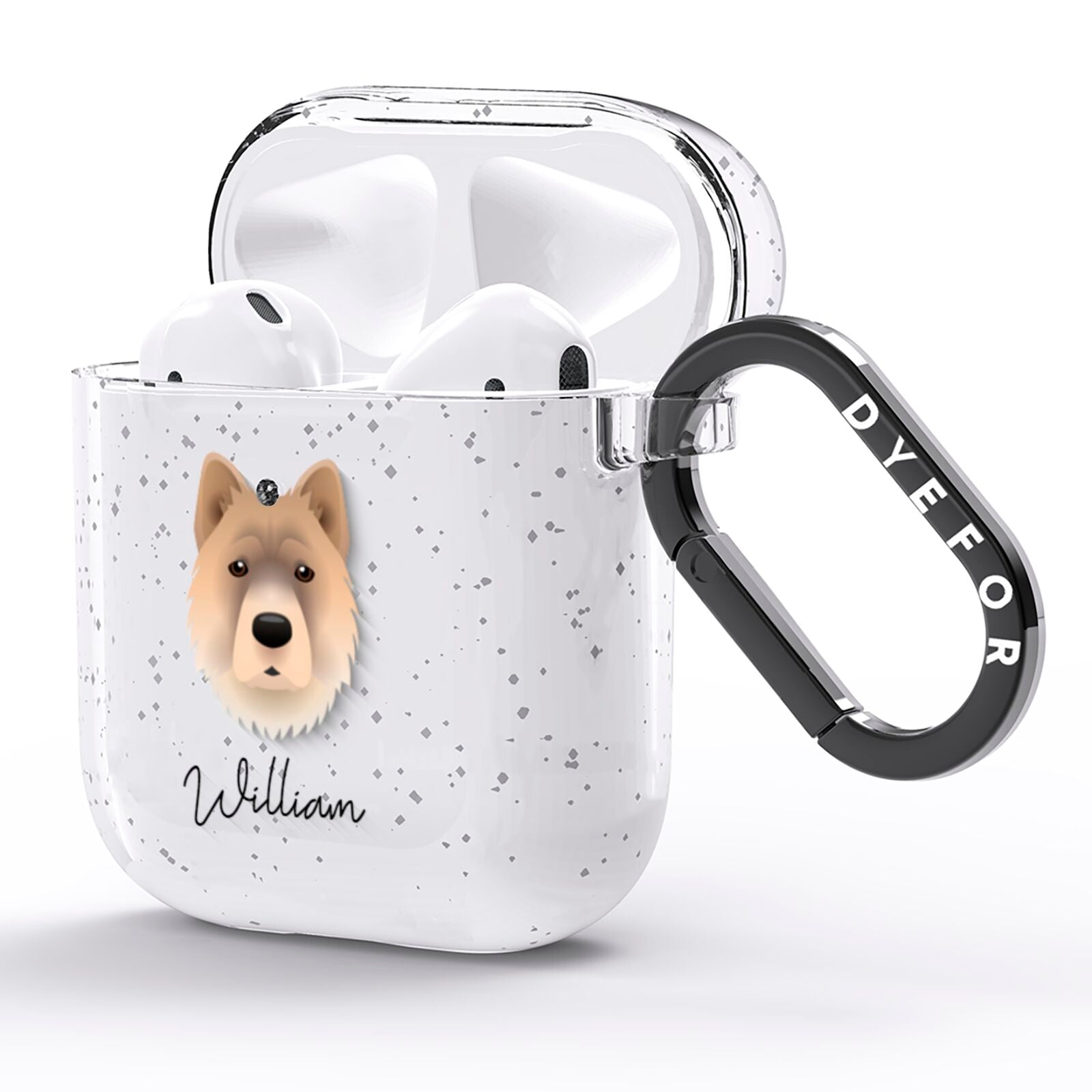Chow Shepherd Personalised AirPods Glitter Case Side Image
