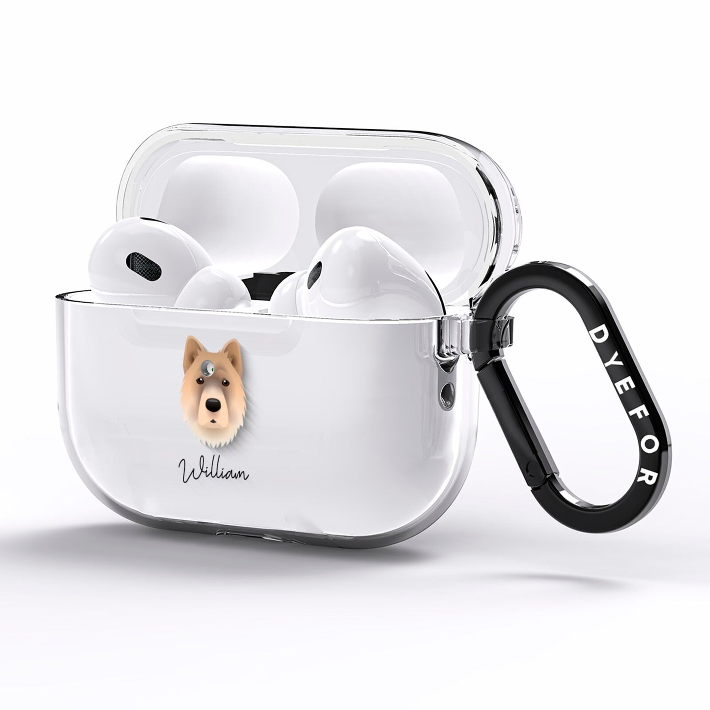 Chow Shepherd Personalised AirPods Pro Clear Case Side Image