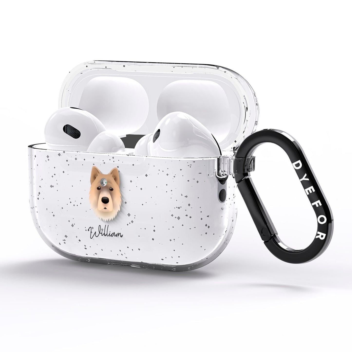 Chow Shepherd Personalised AirPods Pro Glitter Case Side Image