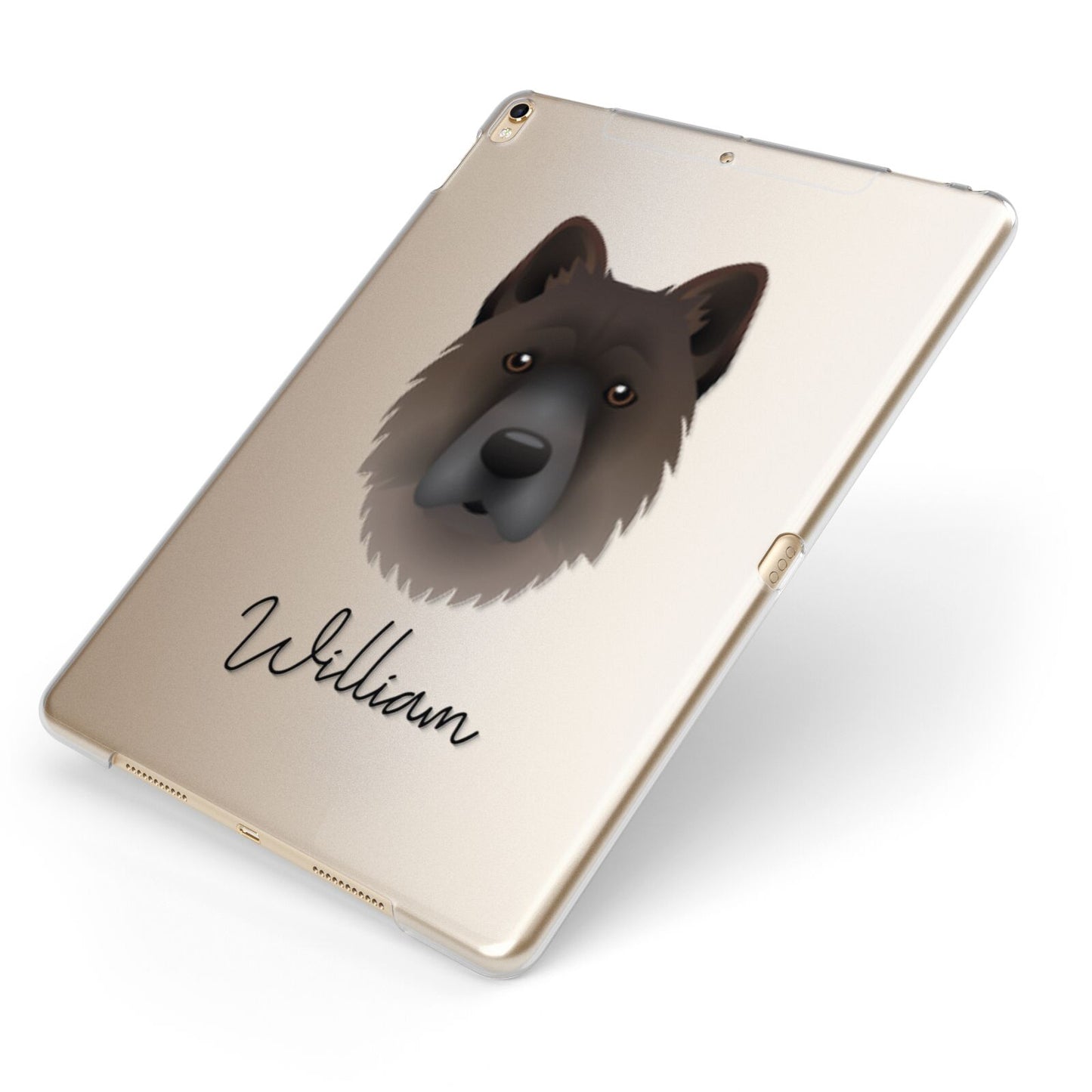 Chow Shepherd Personalised Apple iPad Case on Gold iPad Side View